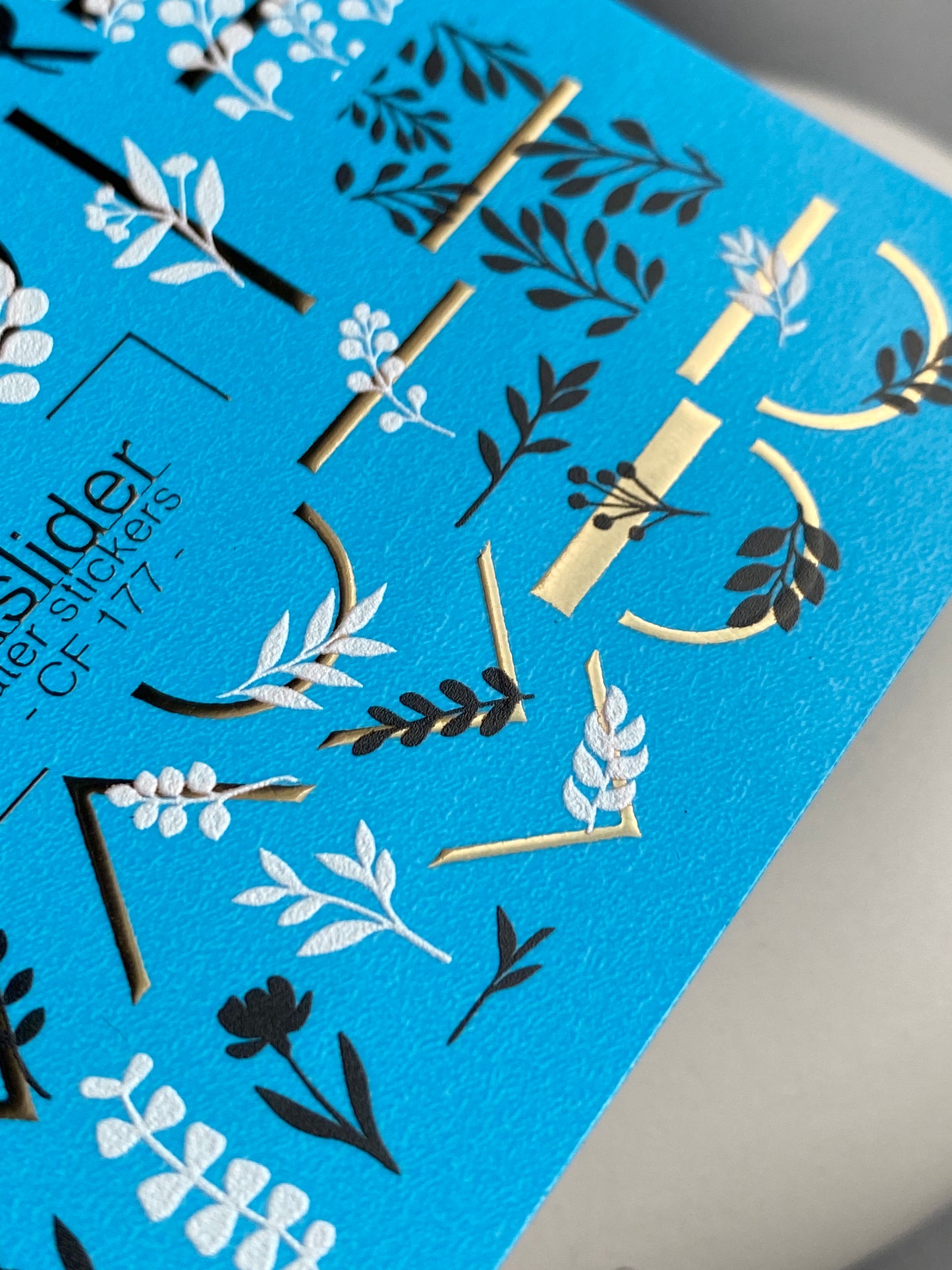 Nail Water Decal CF-177 | Leaf Water Slide Nail Decals, Gold Foil Geometry & Greenery