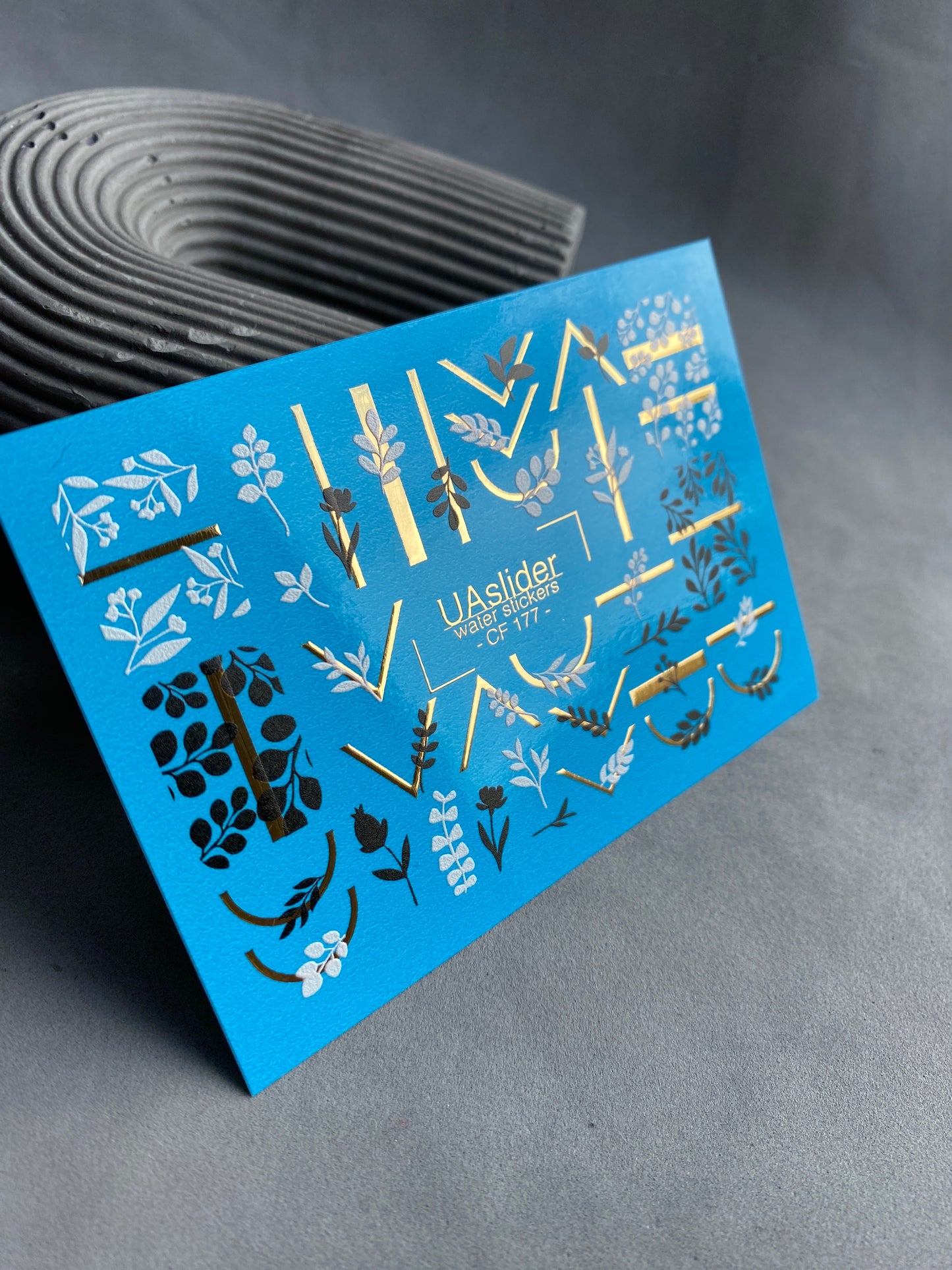 Nail Water Decal CF-177 | Leaf Water Slide Nail Decals, Gold Foil Geometry & Greenery