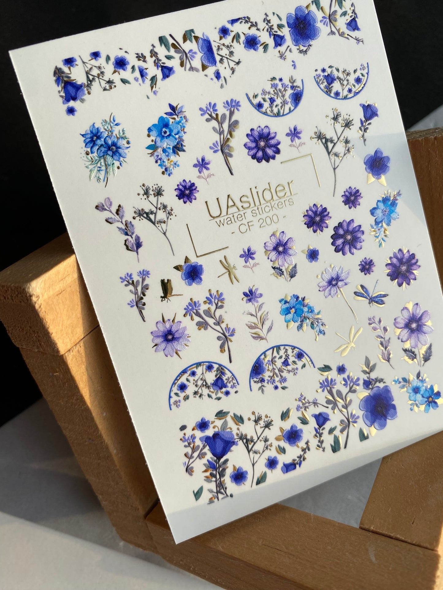 Nagel Wasserabziehbild CF-200 | Nagel Wasserabziehbilder | Blaue & Violette Blumenmuster