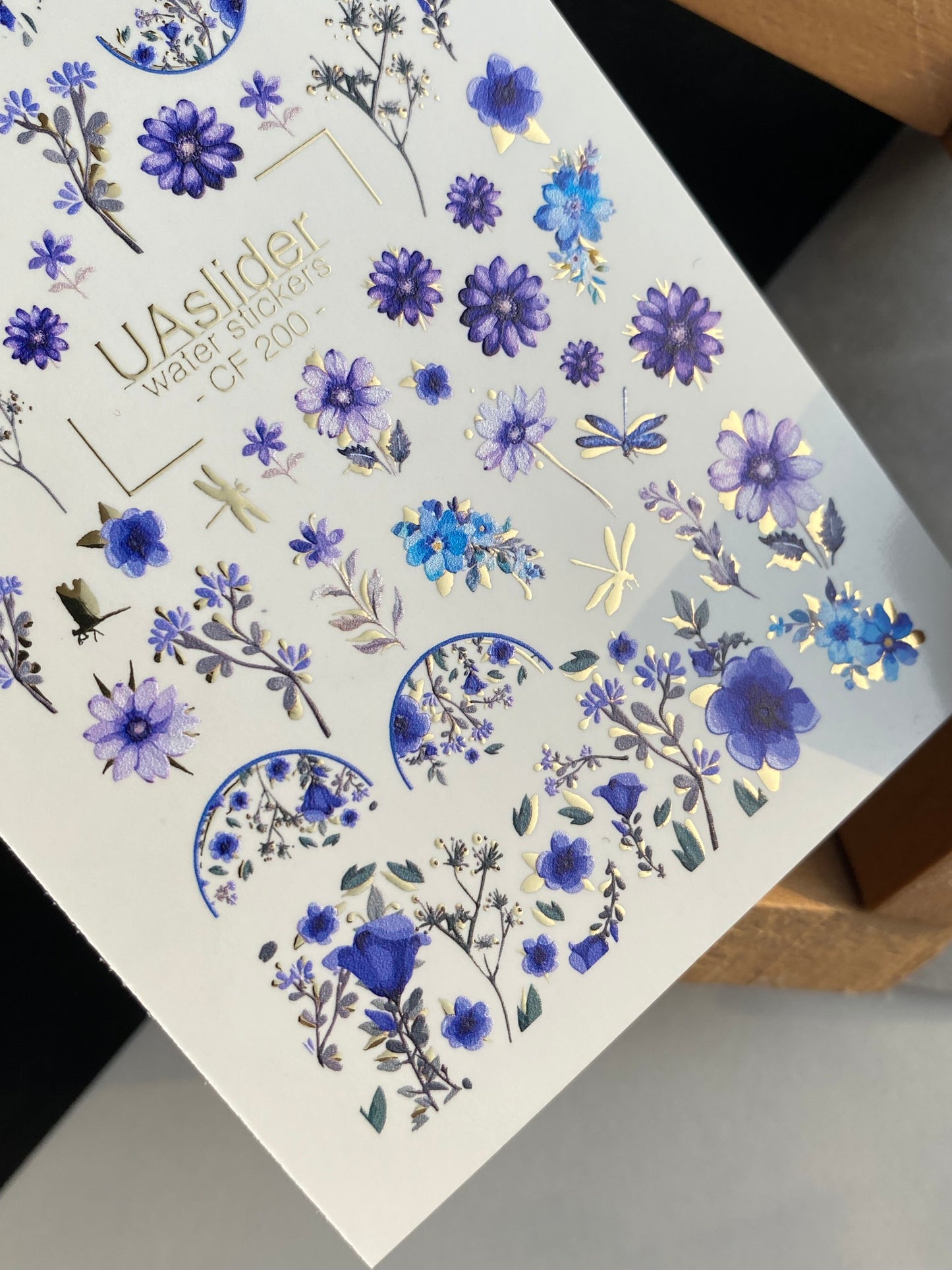 Nagel Wasserabziehbild CF-200 | Nagel Wasserabziehbilder | Blaue & Violette Blumenmuster
