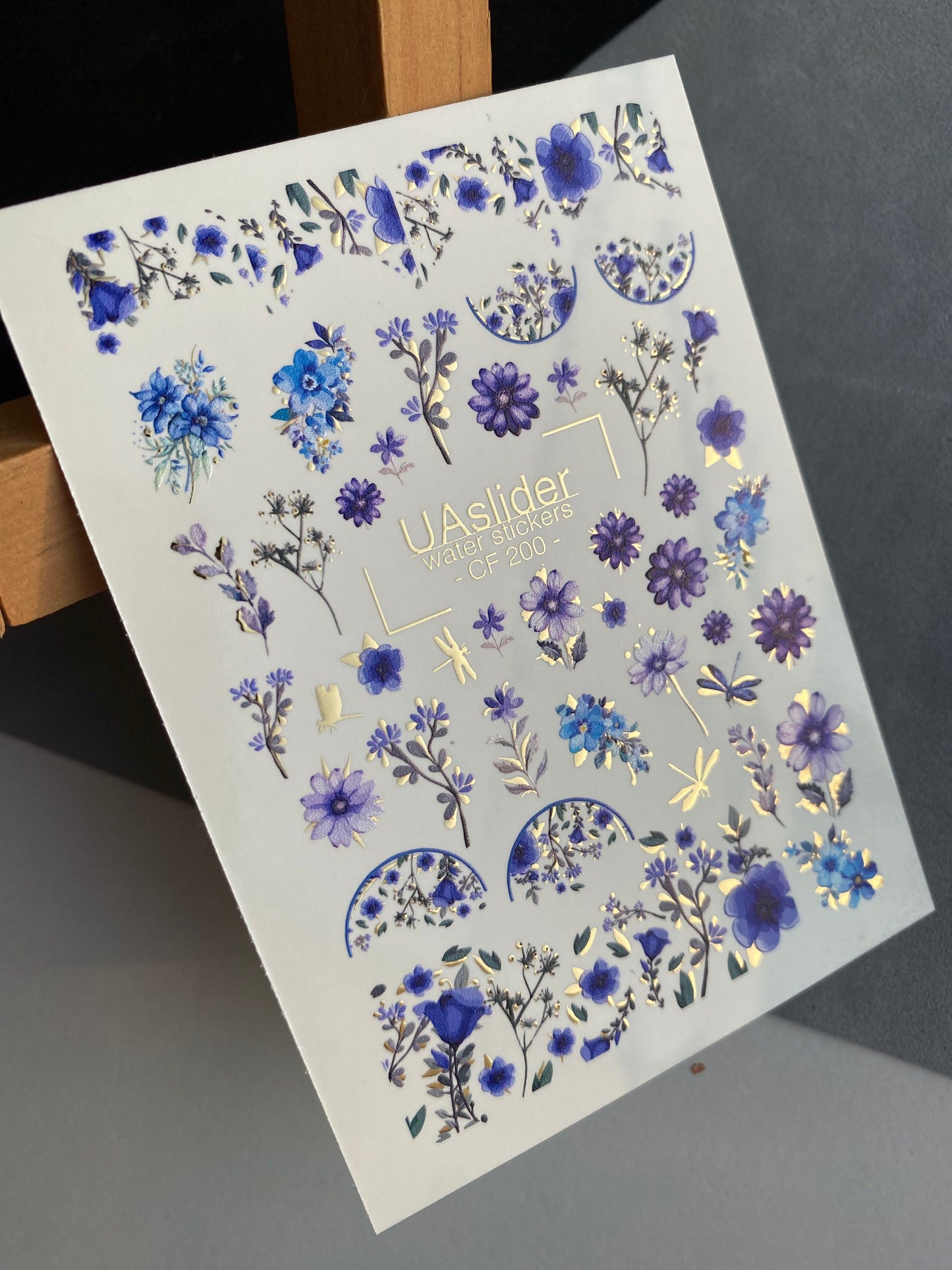 Nagel Wasserabziehbild CF-200 | Nagel Wasserabziehbilder | Blaue & Violette Blumenmuster