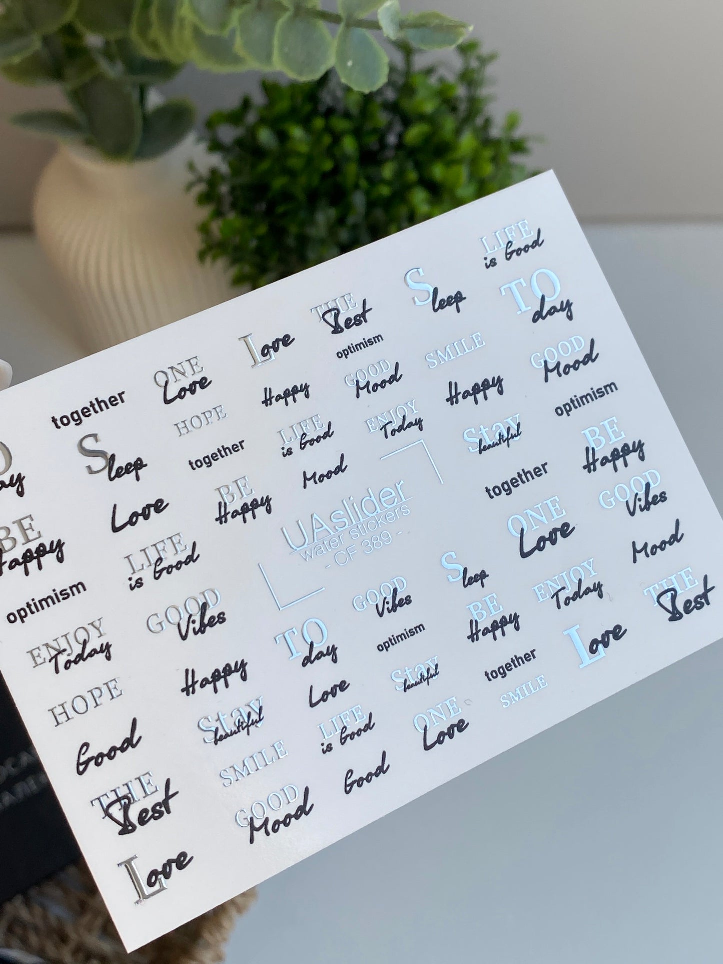 Nagel Wasserabziehbild CF-389 | Zitat Wasserfolien Nagelabziehbilder | Minimalistische Schriftzug Designs