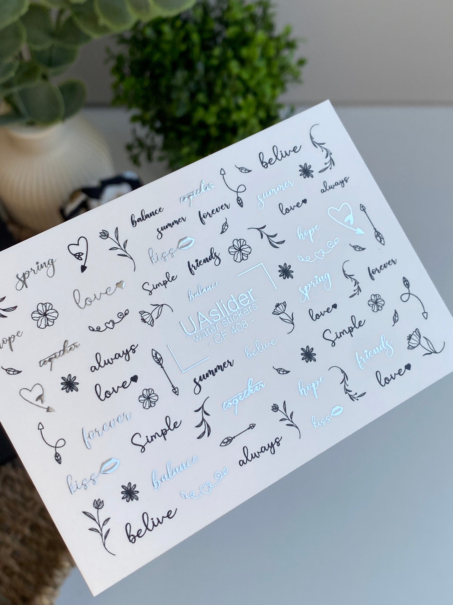 Nagel-Wasserabziehbild CF-408 | Minimalistische Zitate & Florale Nagelsticker | Wasserfolienabziehbilder CF 408