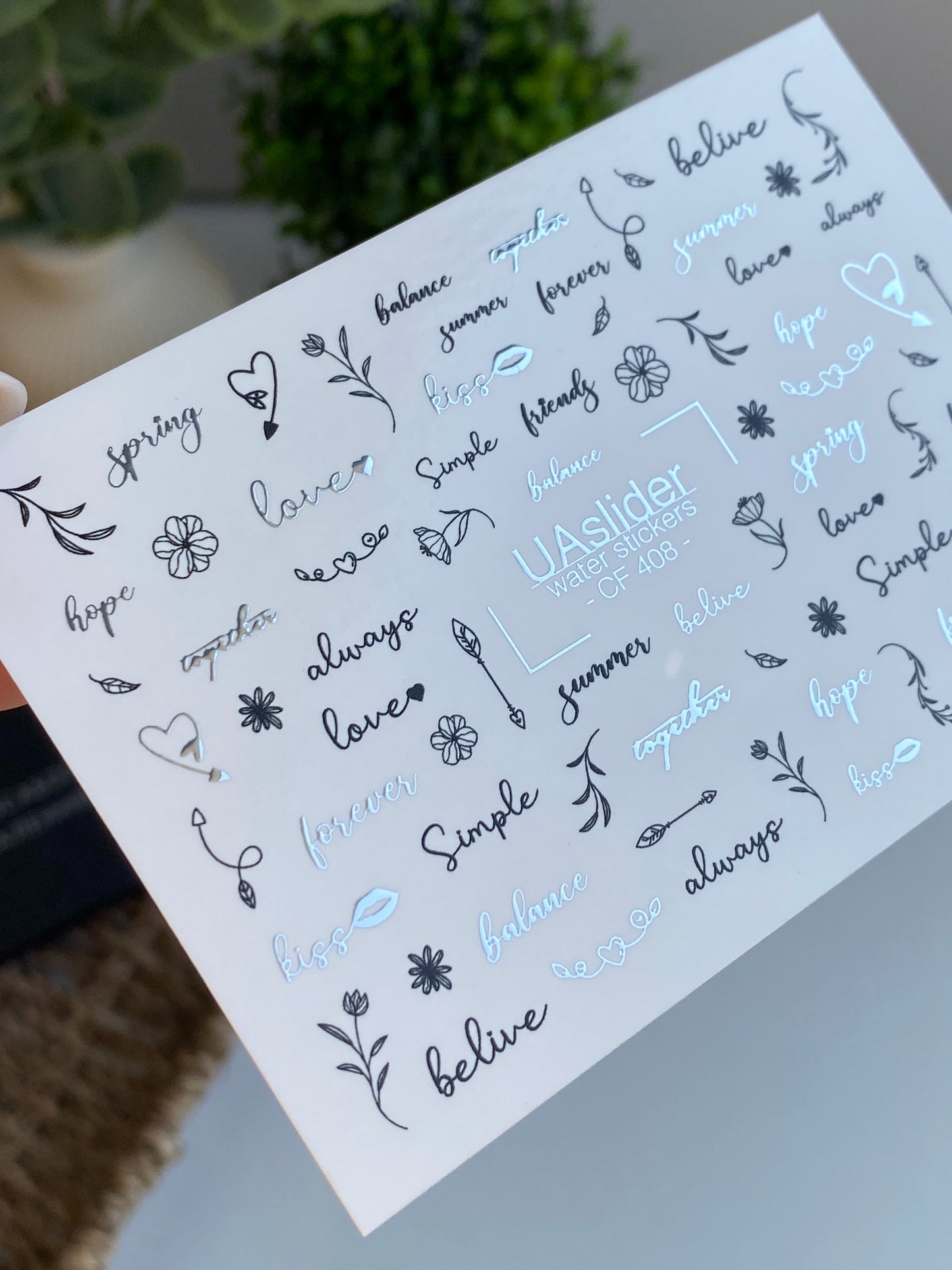 Nagel-Wasserabziehbild CF-408 | Minimalistische Zitate & Florale Nagelsticker | Wasserfolienabziehbilder CF 408
