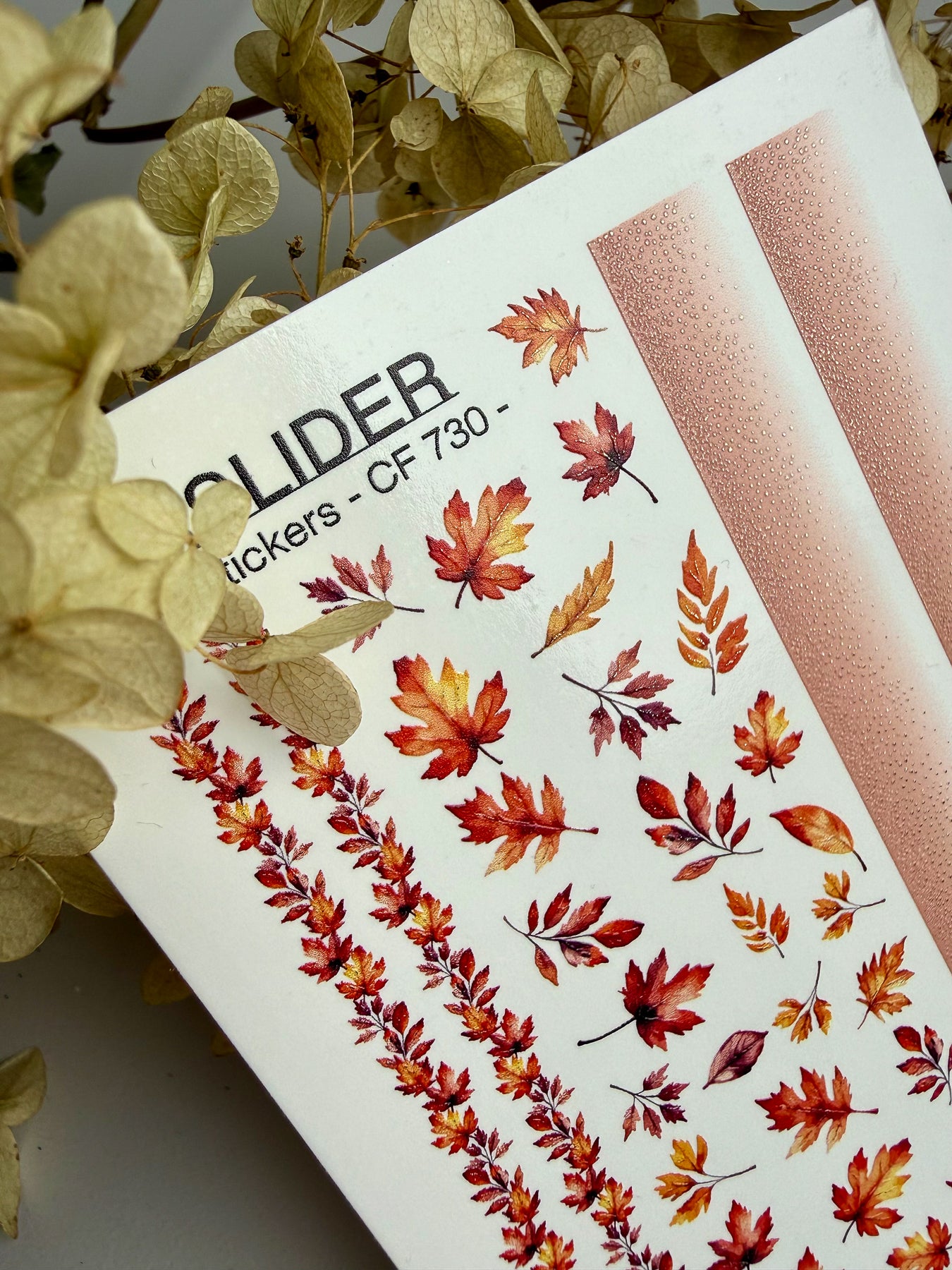 Nagel Wasserabziehbild CF-730 | Wasserfolien Nagelabziehbilder | Herbst Ahornblätter und Farbverlauf Streifen Design