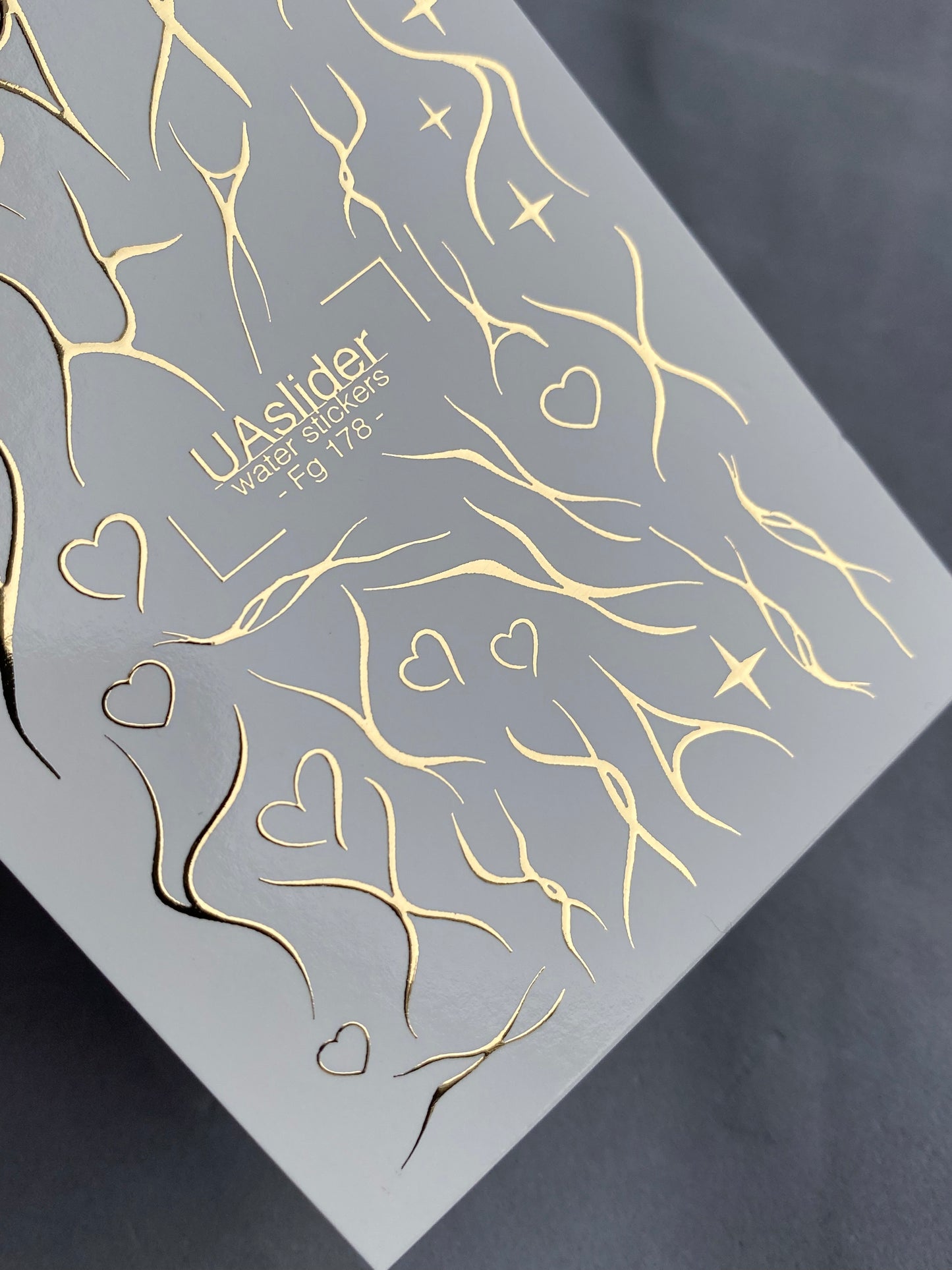 Nagel Water Decal Fg-178 | Gouden Folie Water Slide Nagel Decals | Abstracte Lijnen & Minimalistische Accenten