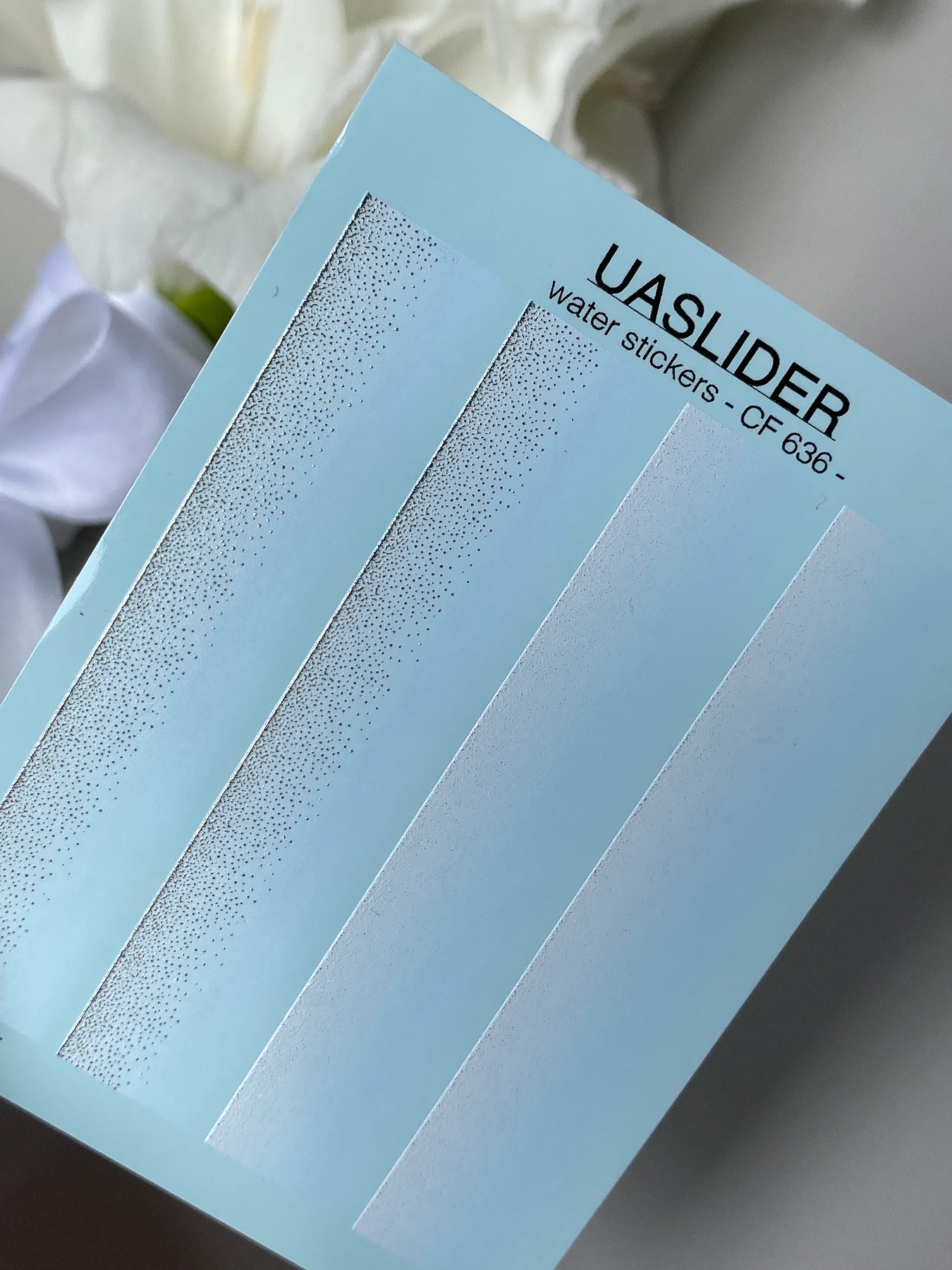 Nagel Wasserabziehbild CF-636 | Farbverlauf Wasserfolien Nagelabziehbilder | Weißes Perlen Ombre mit Silberglitzer