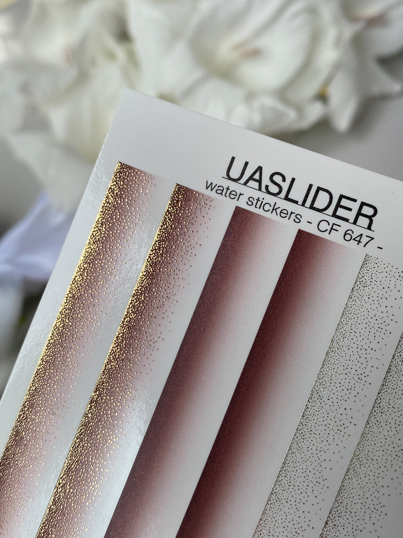 Nagel Wasserabziehbild CF-647 | Farbverlauf Wasserfolien Nagelabziehbilder | Burgunder Ombre mit Goldglitzer