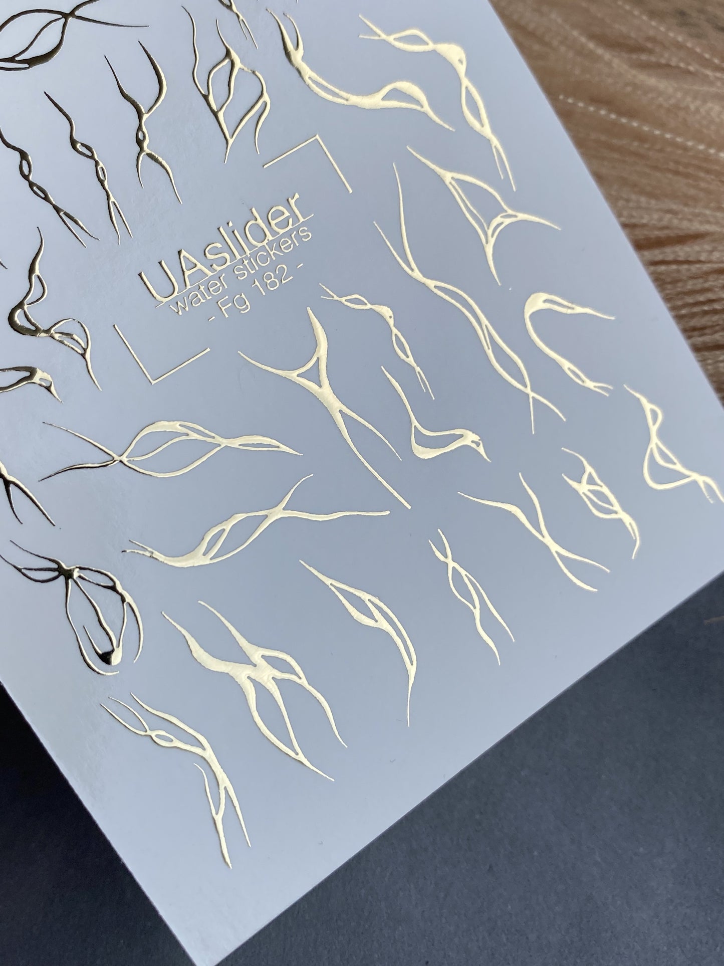 Nagel Water Decal Fg-182 | Gouden Folie Water Slide Nagel Decals | Abstracte Lijnkunst & Minimalistische Ontwerpen