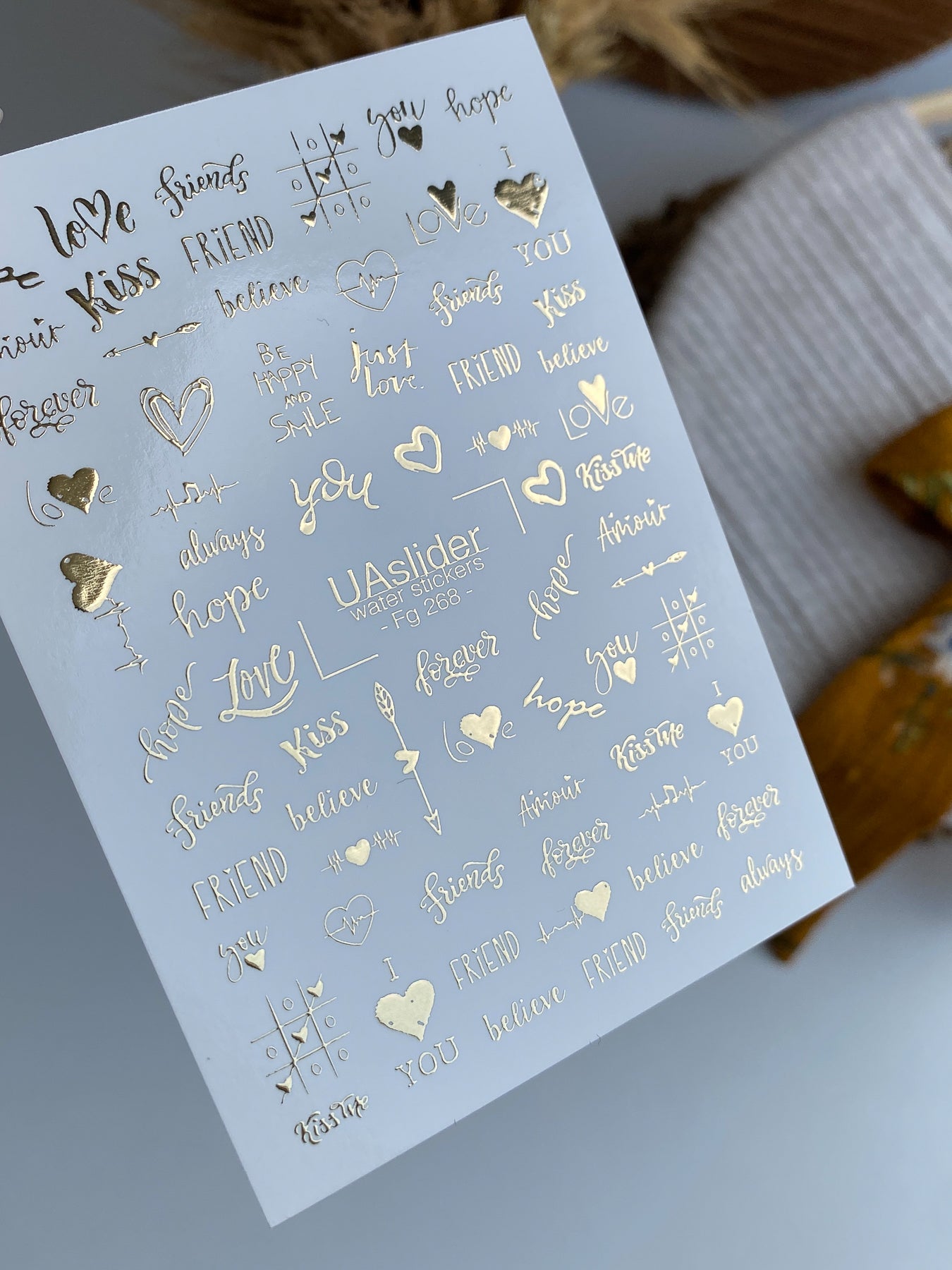 Nagel Wasserabziehbild Fg-268 | Wasserfolien Nagelabziehbilder | Goldfolie Liebe & Freundschaft Zitate