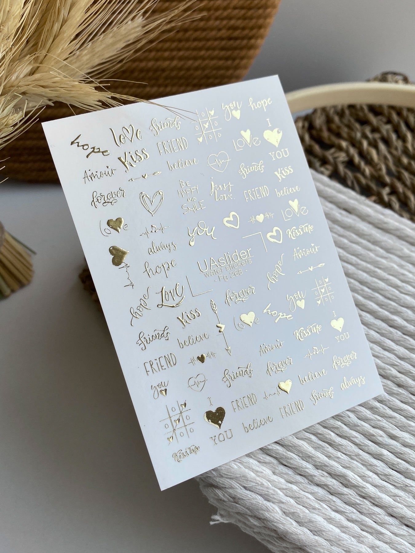 Nagel Wasserabziehbild Fg-268 | Wasserfolien Nagelabziehbilder | Goldfolie Liebe & Freundschaft Zitate
