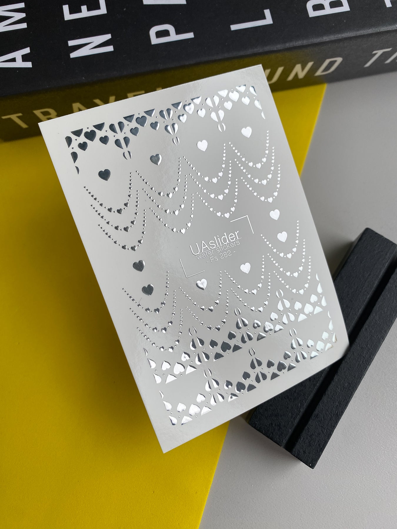 Nagel Water Decal Fs-282 | Zilveren Hart Ketting Water Slide Nagel Decals | Romantische Folie Nagel Tattoos