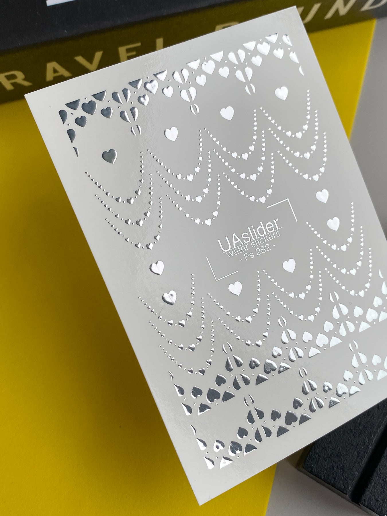 Nagel Water Decal Fs-282 | Zilveren Hart Ketting Water Slide Nagel Decals | Romantische Folie Nagel Tattoos