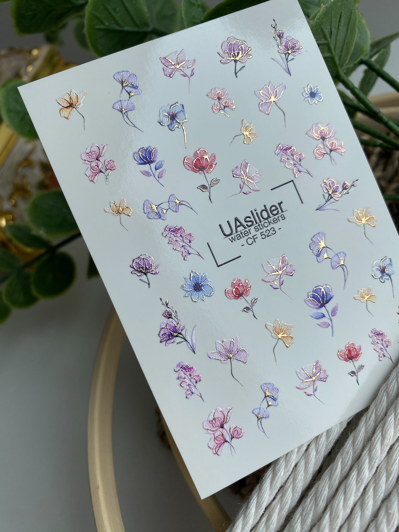 Nagel Wasserabziehbild CF-523 | Wasserabziehbare Nagelaufkleber mit Pastellblumen | Elegante florale Nagelkunst