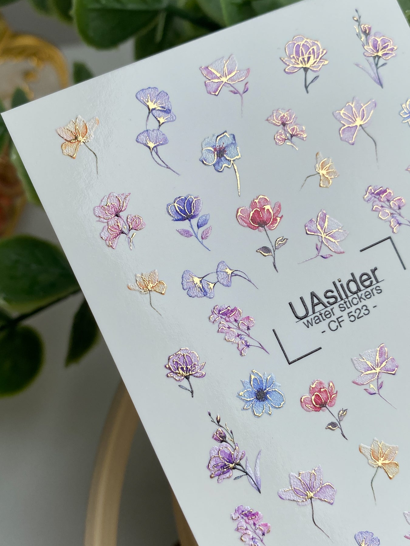 Nagel Wasserabziehbild CF-523 | Wasserabziehbare Nagelaufkleber mit Pastellblumen | Elegante florale Nagelkunst