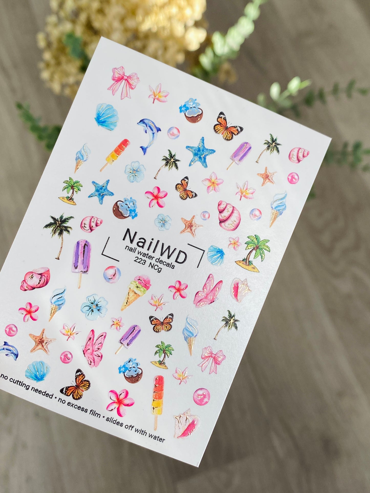 Nálepka na nehty 223 Nail WD | Vodní nálepky na nehty s letními motivy | Tropické plážové nehtové umění