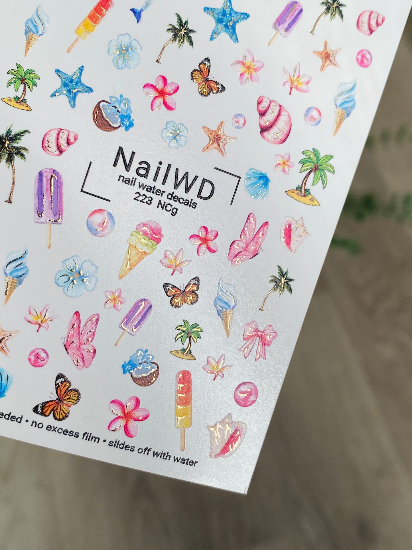 Nálepka na nehty 223 Nail WD | Vodní nálepky na nehty s letními motivy | Tropické plážové nehtové umění