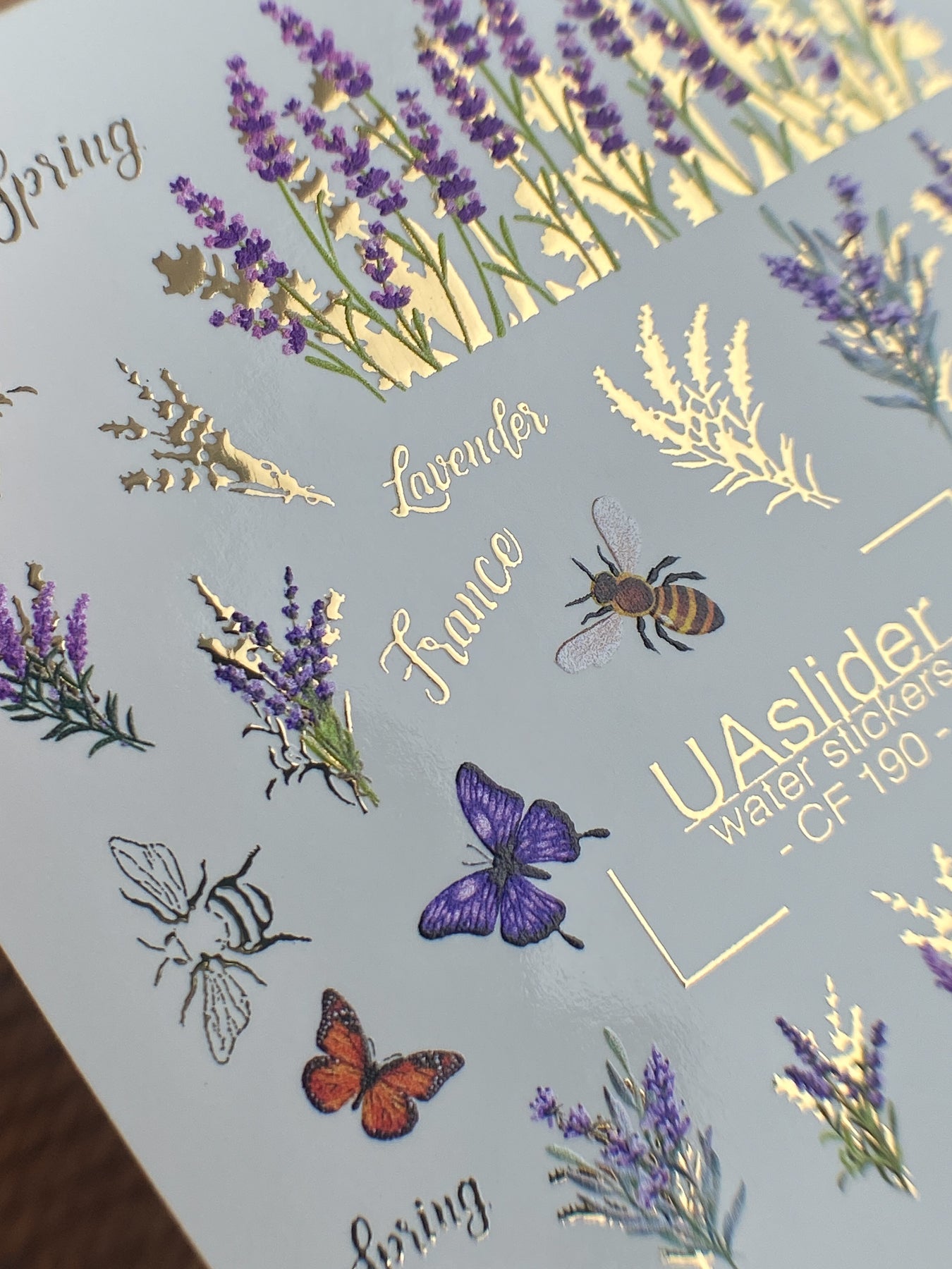 Nagel Wasserabziehbild CF-190 | Nagel Wasserabziehbilder | Lavendel, Bienen & Schmetterlinge