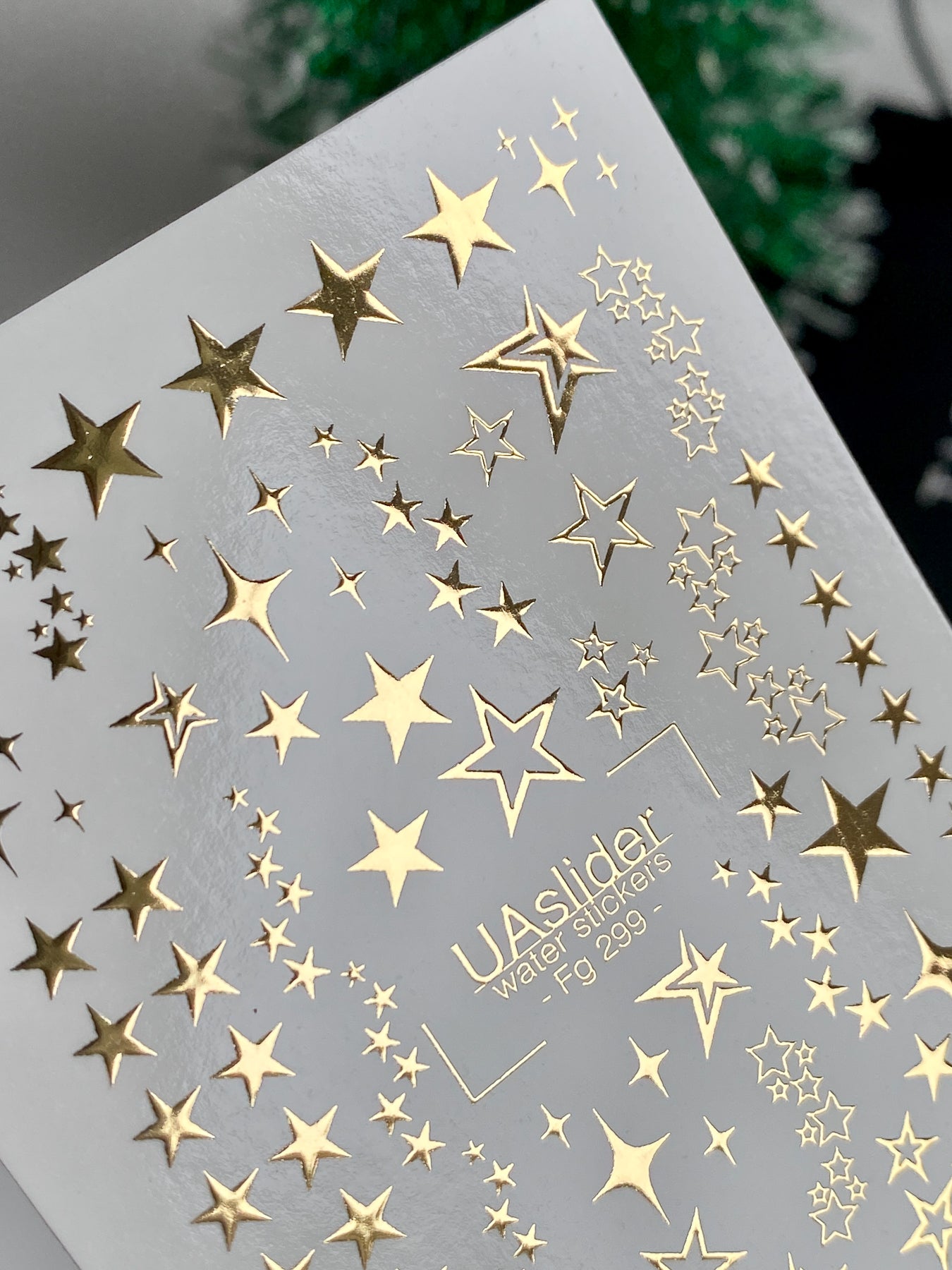 Nagel Wasserabziehbild Fg-299 | Wasserfolien Nagelabziehbilder | Goldfolie Stern Design