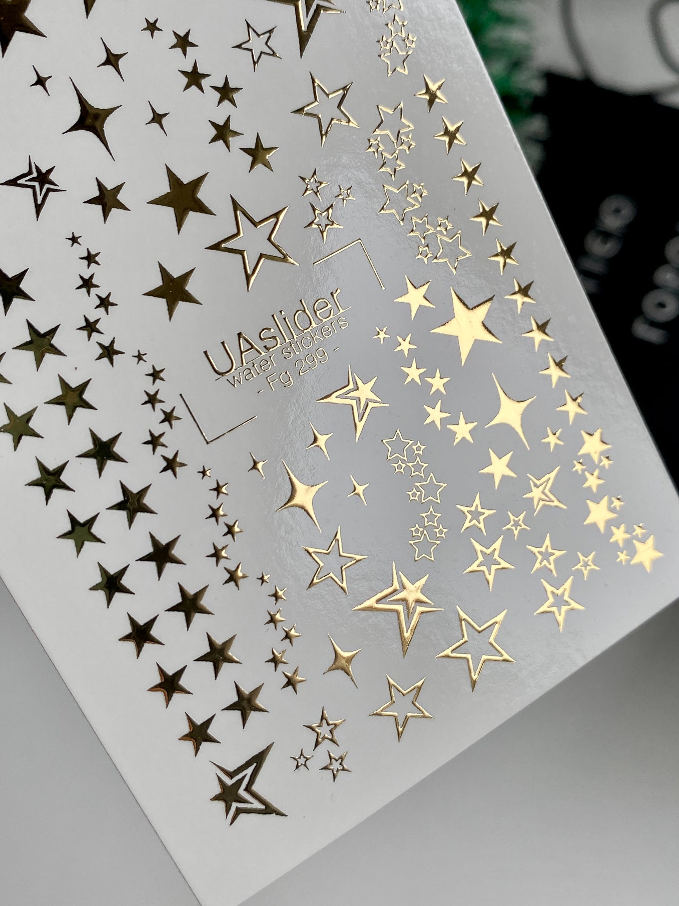 Nagel Wasserabziehbild Fg-299 | Wasserfolien Nagelabziehbilder | Goldfolie Stern Design
