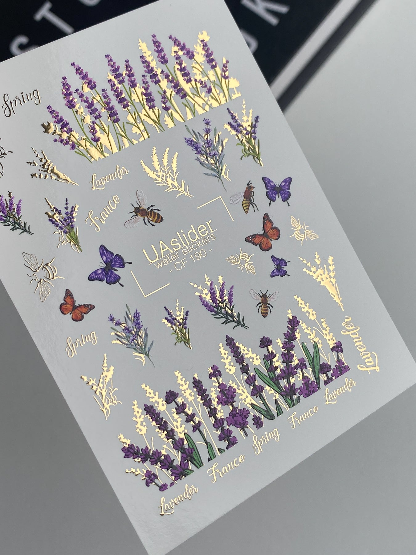 Nagel Wasserabziehbild CF-190 | Nagel Wasserabziehbilder | Lavendel, Bienen & Schmetterlinge