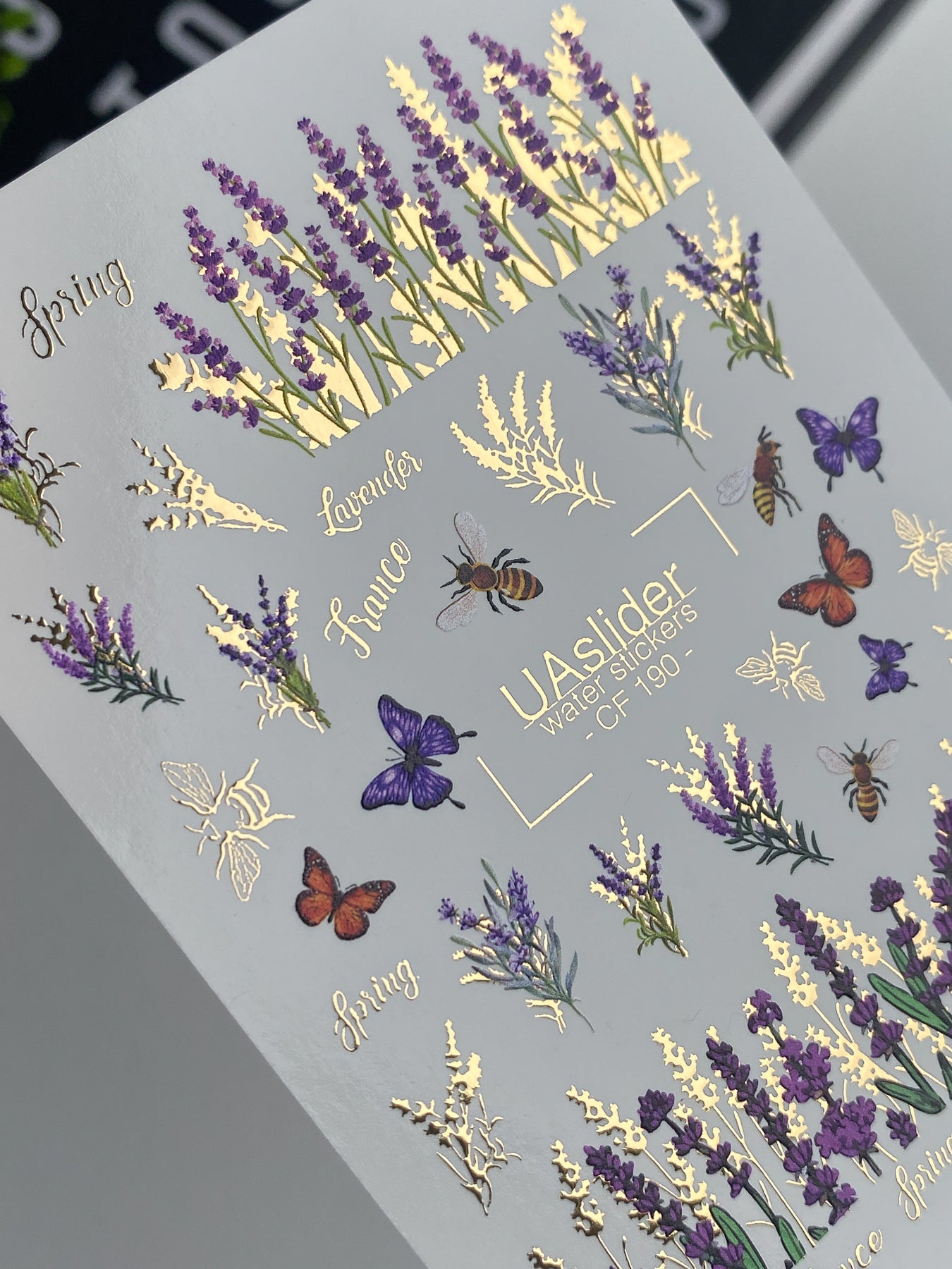 Nagel Wasserabziehbild CF-190 | Nagel Wasserabziehbilder | Lavendel, Bienen & Schmetterlinge