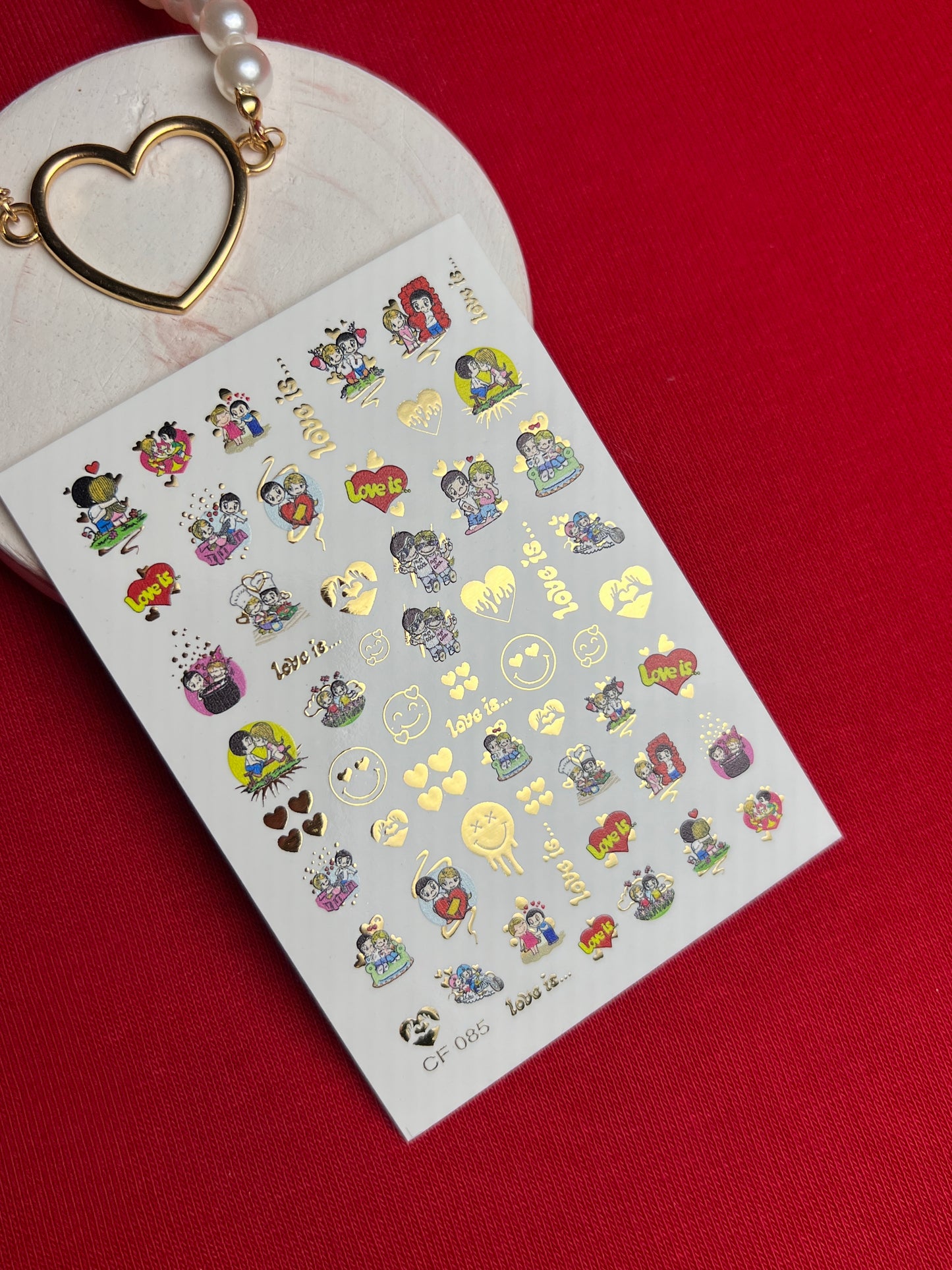 Nail Water Decal CF-085 | Love Is… Themed Water Slide Nail Decals | Cute Couples & Hearts
