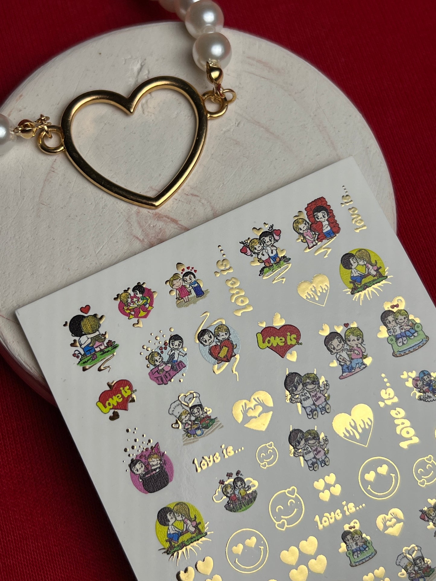 Nail Water Decal CF-085 | Love Is… Themed Water Slide Nail Decals | Cute Couples & Hearts
