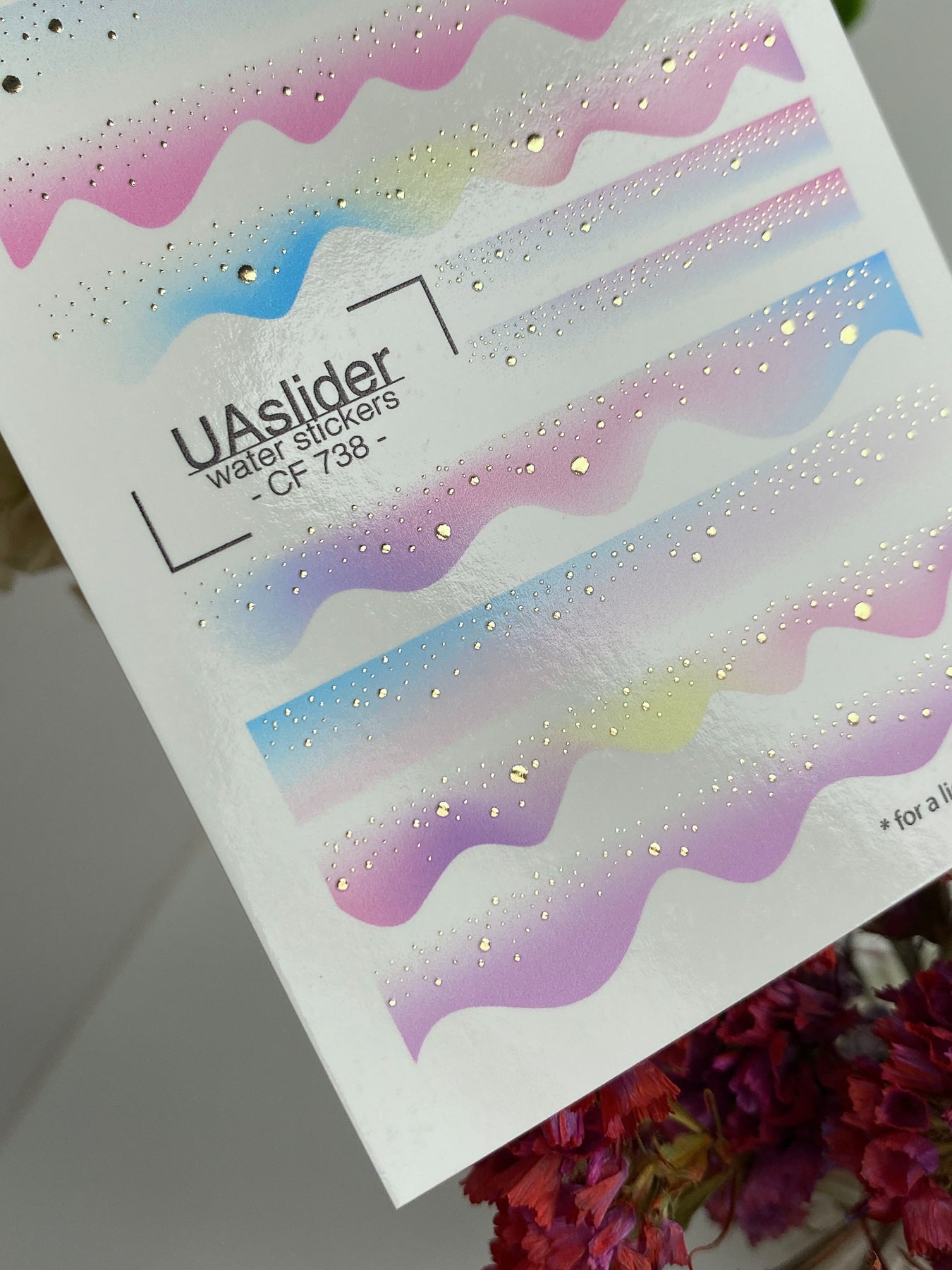 Nagel Wasserabziehbild CF-738 | Wasserfolien Nagelabziehbilder | Pastell Regenbogen Farbverlauf Wellen