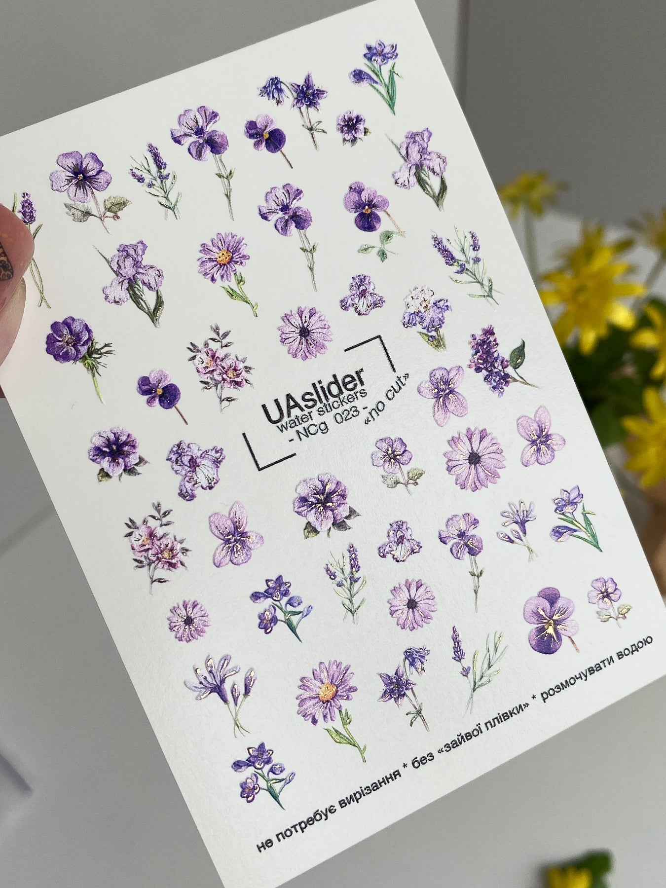 Nagel Water Decal NCg-023 | Water Transfer Nagel Decals Paarse Bloemen | Lavendel en Wilde Bloemen