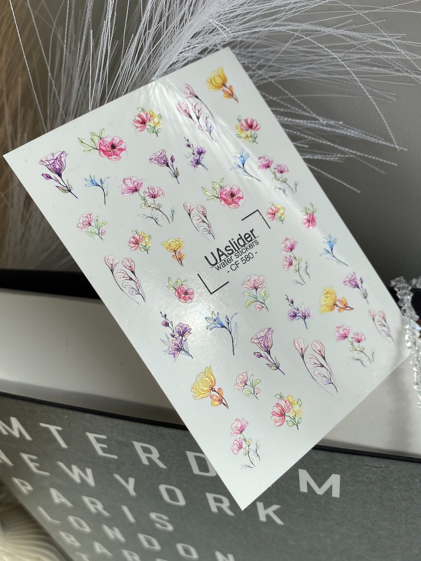 Nagel-Wasserabziehbild CF-580 | Wasserfolien-Nagelabziehbilder mit bunten Wildblumen | Florale Nagelkunst-Designs