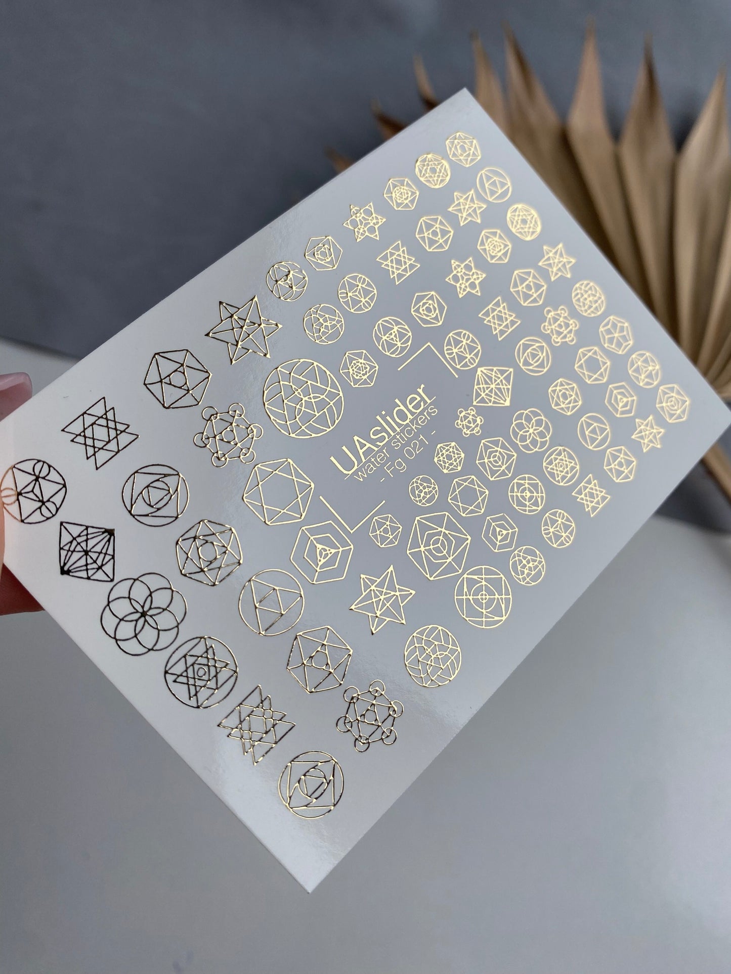 Nagel Wasserabziehbild Fg-021 | Heilige Geometrie Wasserfolien Nagelabziehbilder mit Goldfolie | Mandalas & Abstrakte Symbole