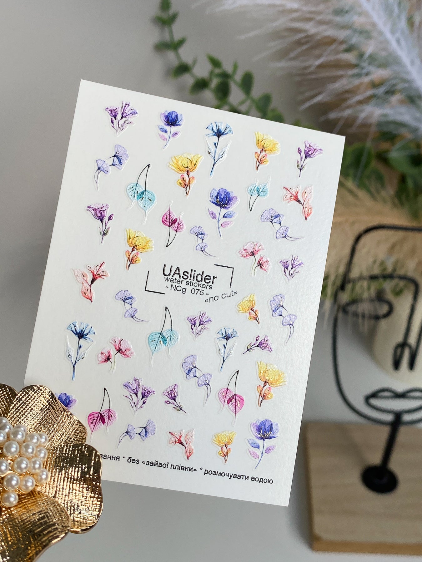Nagel Water Decal NCg-075 | Water Slide Nagel Decals Pastel Bloemen | Fijne Bloemige Nagelkunst
