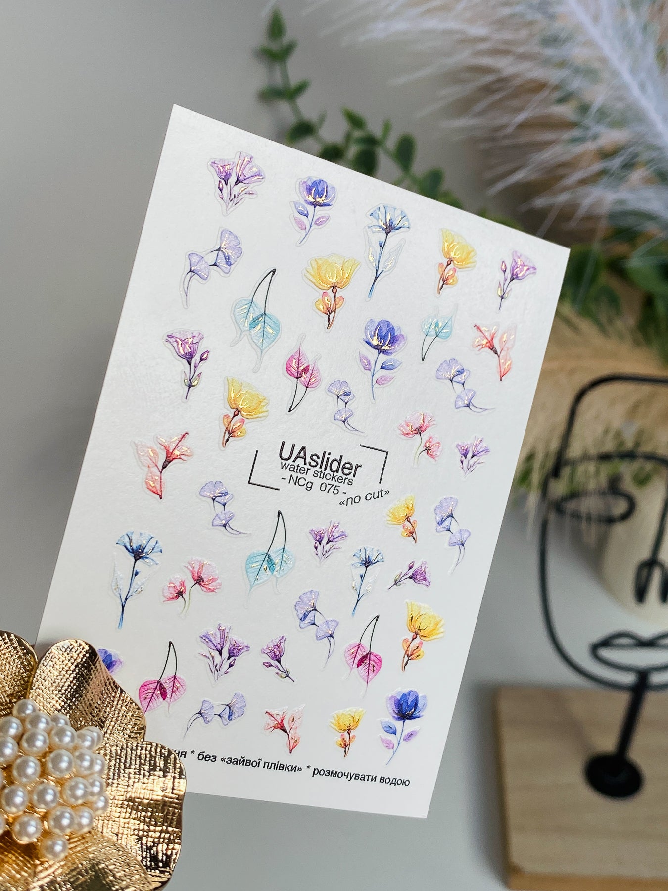 Nagel Water Decal NCg-075 | Water Slide Nagel Decals Pastel Bloemen | Fijne Bloemige Nagelkunst