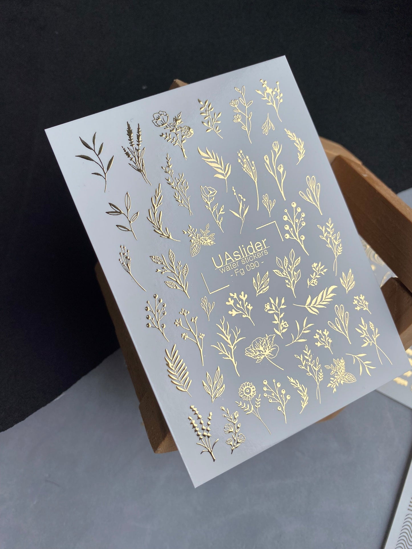 Nagel Wasserabziehbild Fg-090 | Goldfolie Wasser-Schiebefolie Nagelabziehbilder | Wildblumen & Botanische Zweige
