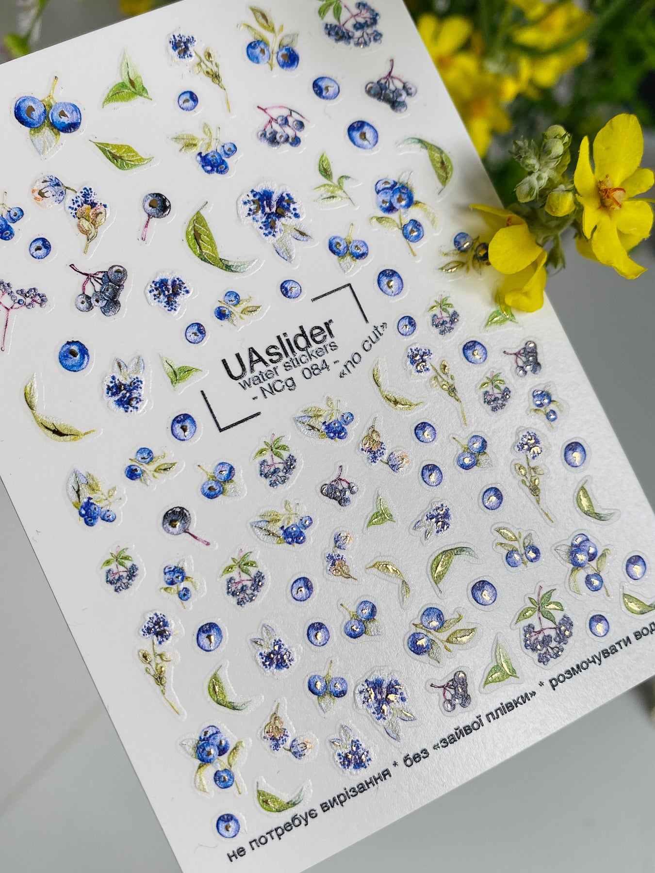 Nagel Wasserabziehbild NCg-084 | Wasserfolien Nagelaufkleber Blaubeeren | Frische Beeren Nagelkunst