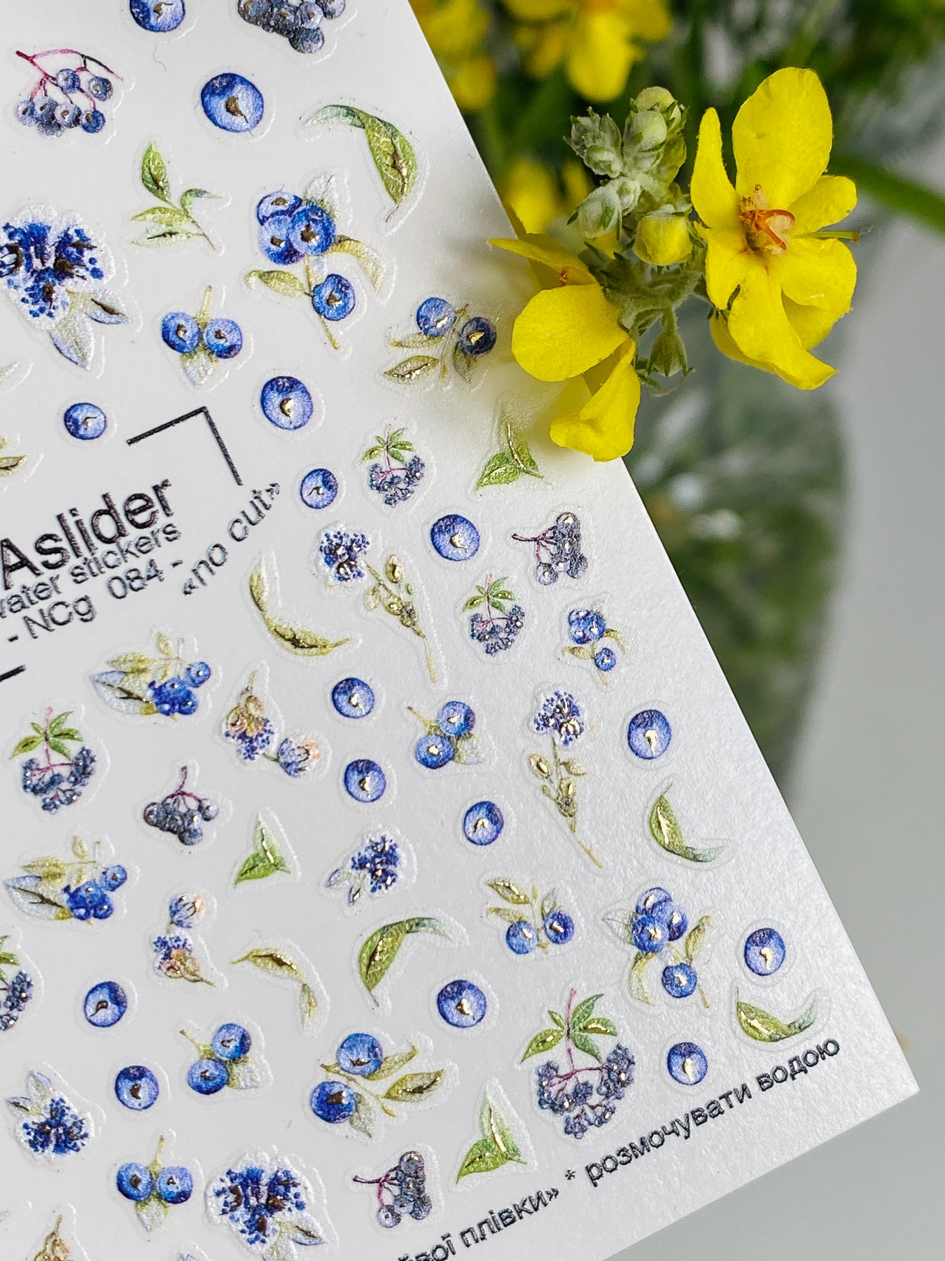 Nagel Wasserabziehbild NCg-084 | Wasserfolien Nagelaufkleber Blaubeeren | Frische Beeren Nagelkunst