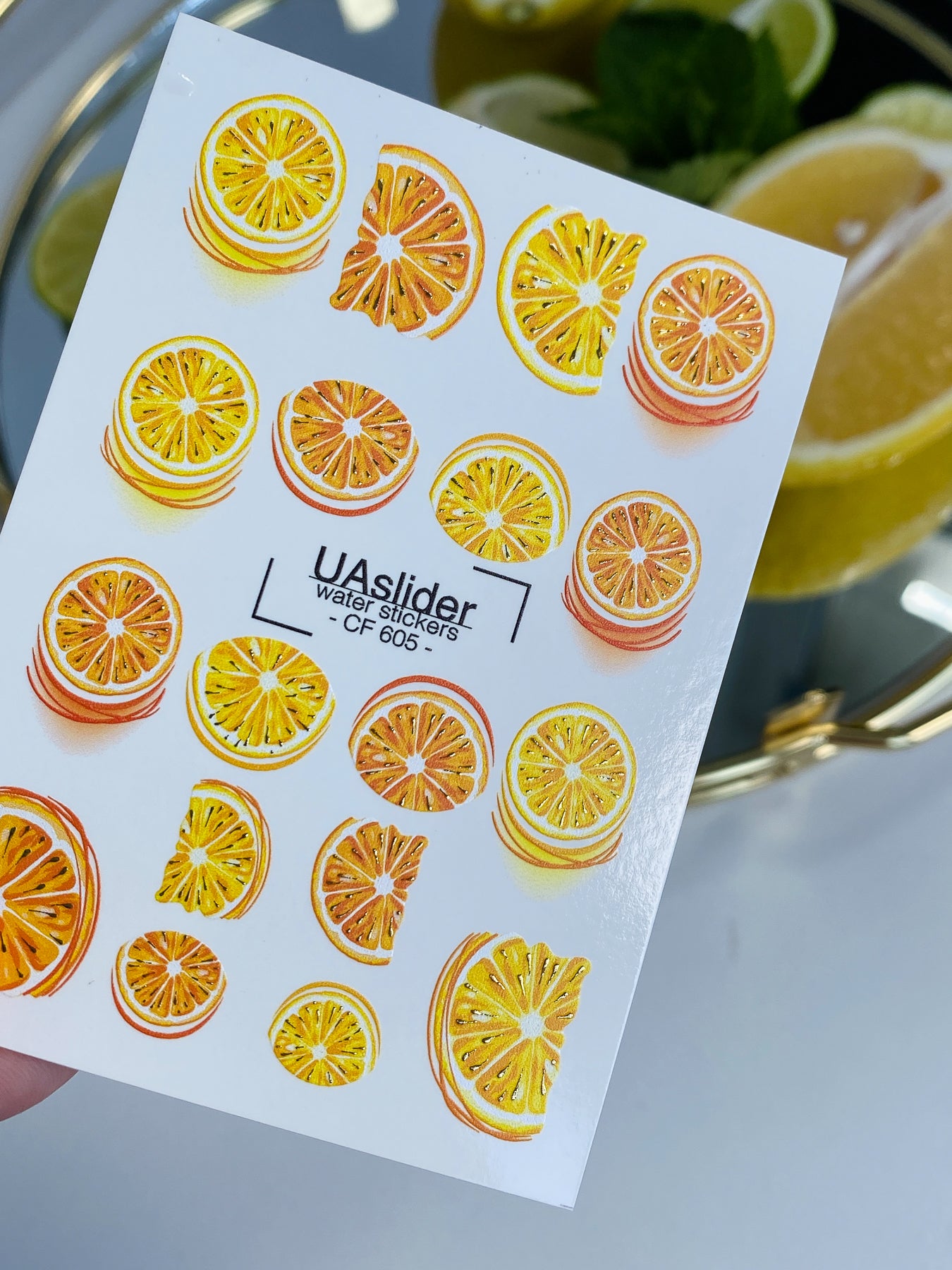 Nagel Wasserabziehbild CF-605 | Wasserabziehbilder für Nägel | Zitrusfrüchte – Orangen- & Zitronenscheiben