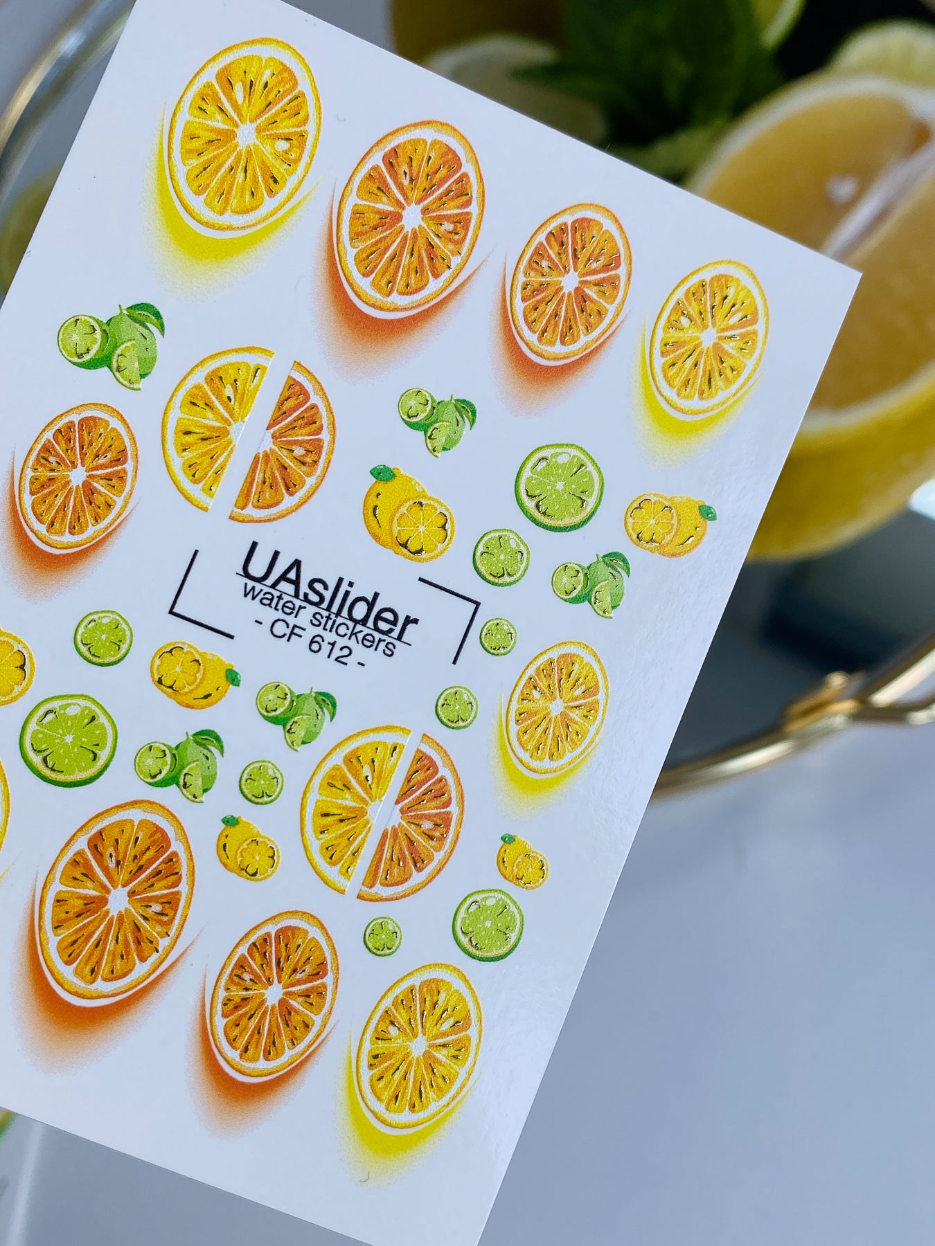 Nagel Wasserabziehbild CF-612 | Zitrus Wasserfolien Nagelabziehbilder | Orange, Zitrone & Limetten Nagelkunst