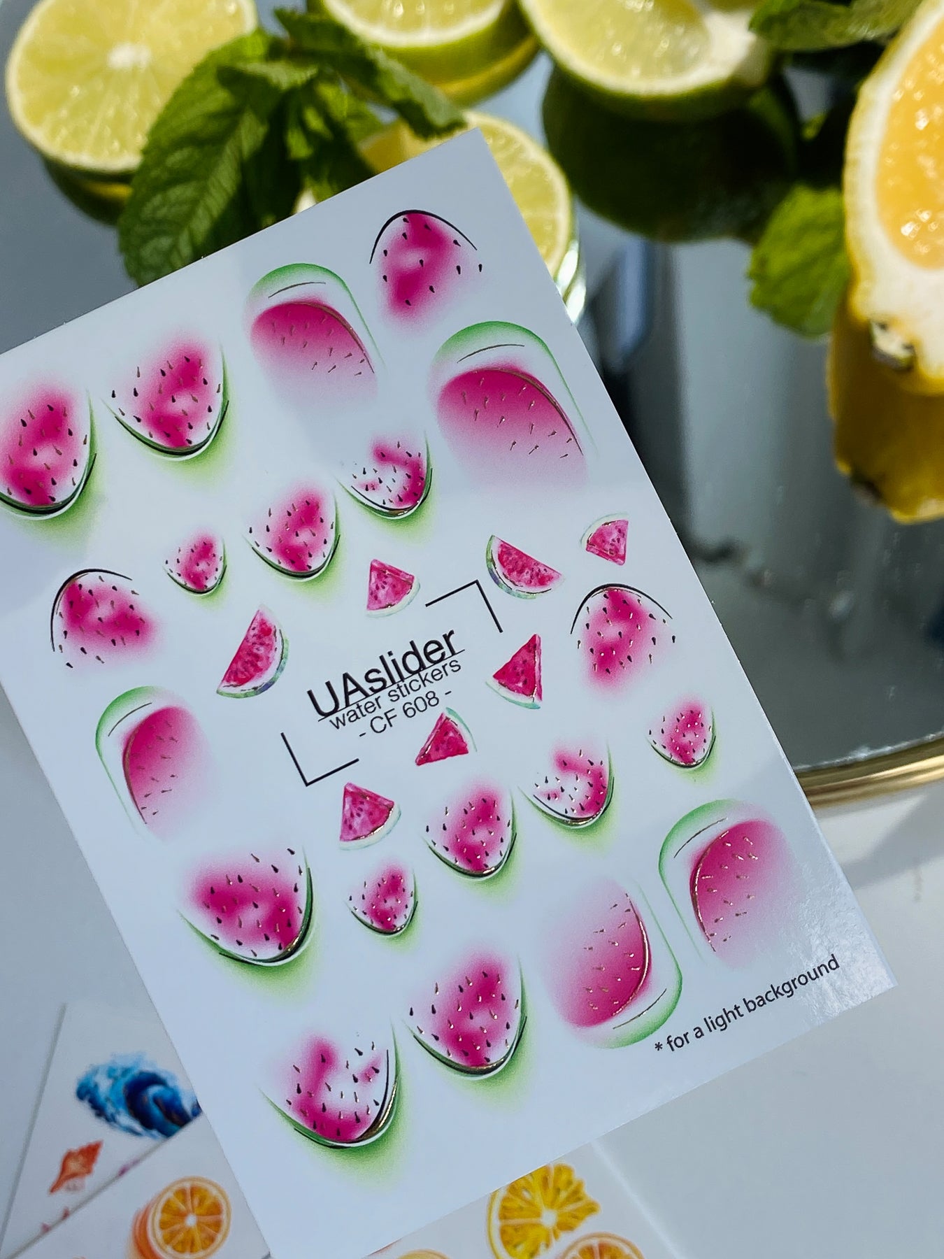 Nagel Wasserabziehbild CF-608| Wassermelonen Wasserfolien Nagelabziehbilder | Sommerfrucht Nagelkunst