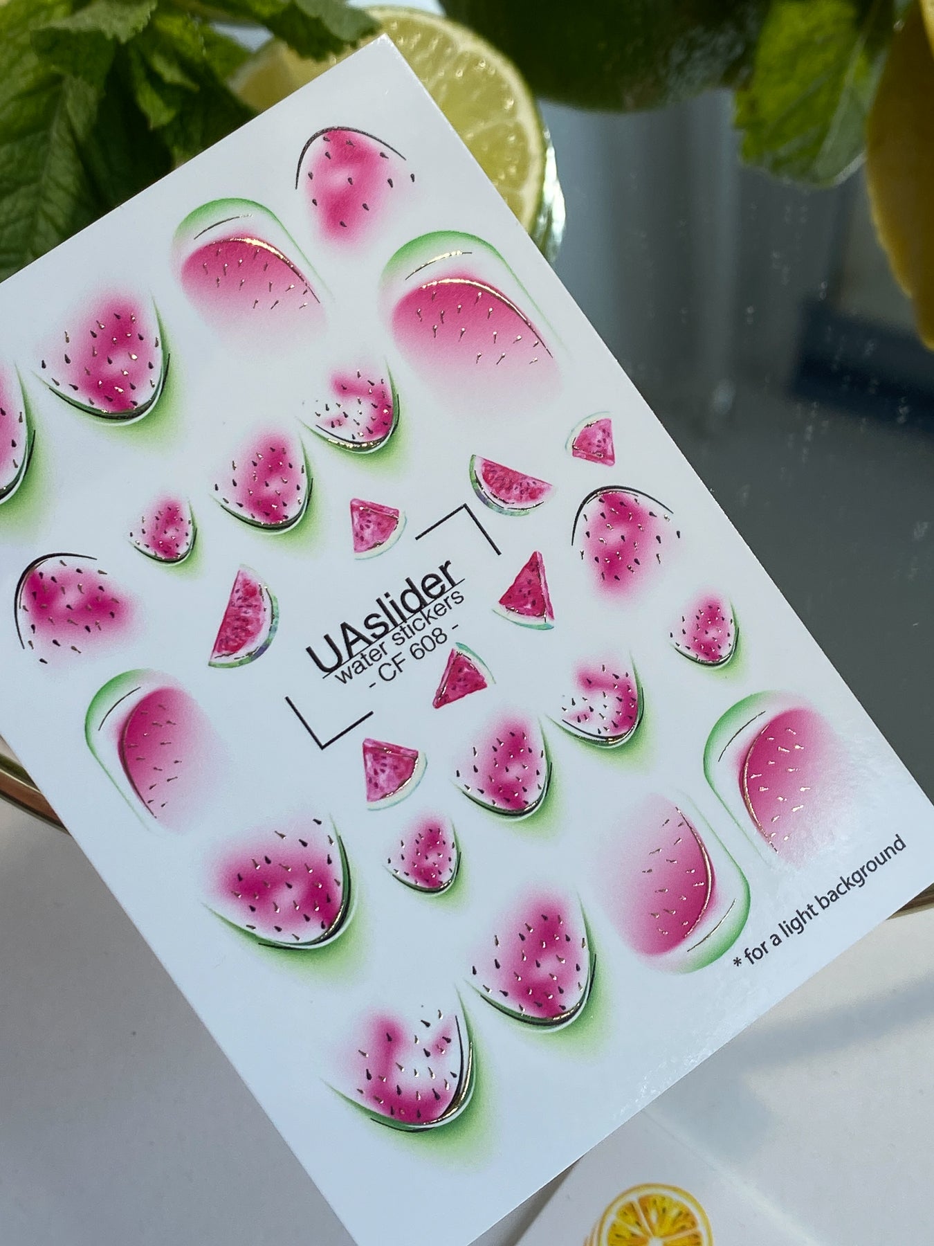 Nagel Wasserabziehbild CF-608| Wassermelonen Wasserfolien Nagelabziehbilder | Sommerfrucht Nagelkunst