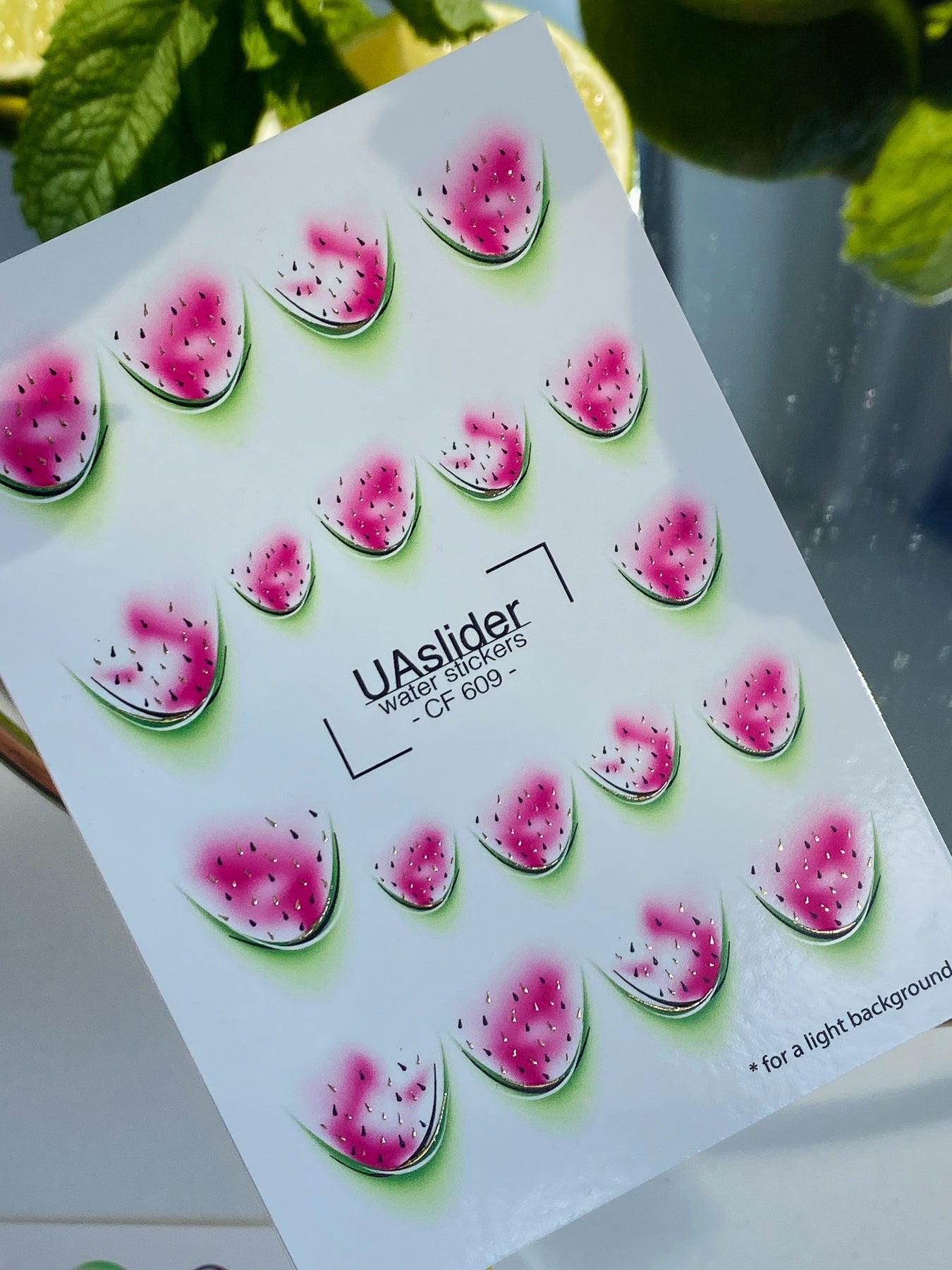 Nagel Wasserabziehbild CF-609 | Wassermelonenstück Wasserfolien Nagelabziehbilder | Saftige Frucht Nagelkunst