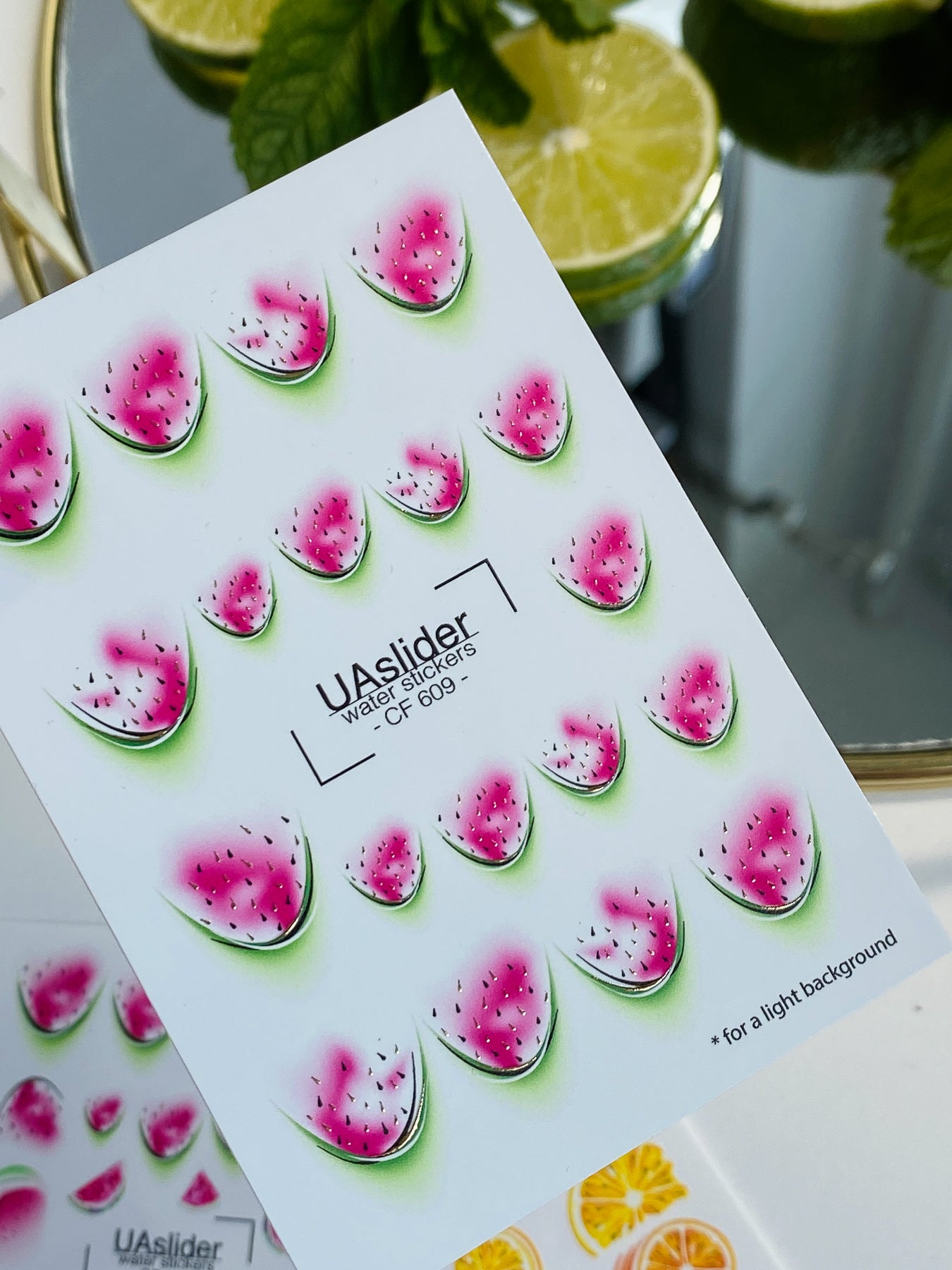 Nagel Wasserabziehbild CF-609 | Wassermelonenstück Wasserfolien Nagelabziehbilder | Saftige Frucht Nagelkunst