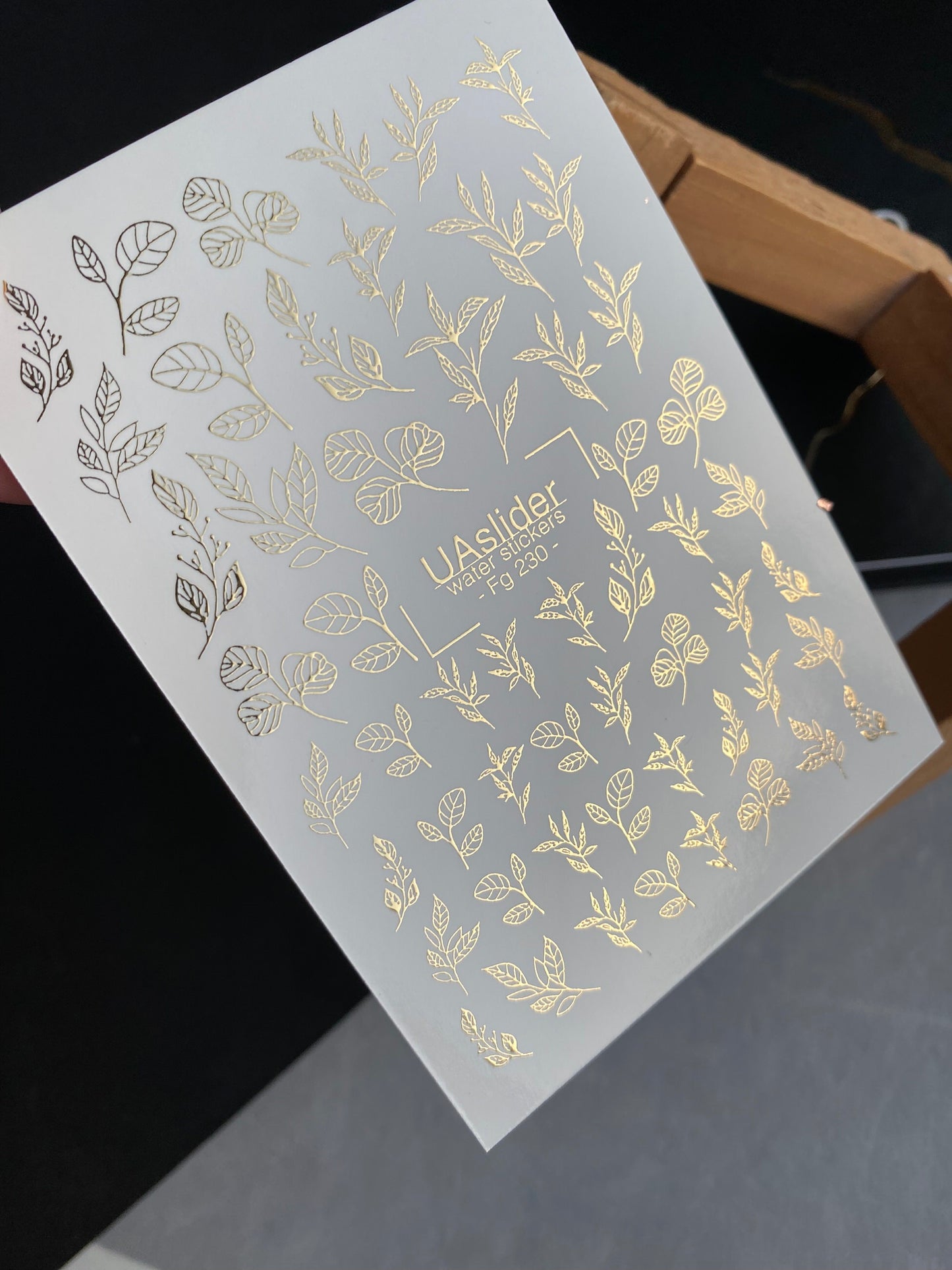 Nagel Wasserabziehbild Fg-230 | Wasserfolien Nagelabziehbilder | Goldfolie Blätter & Botanische Akzente