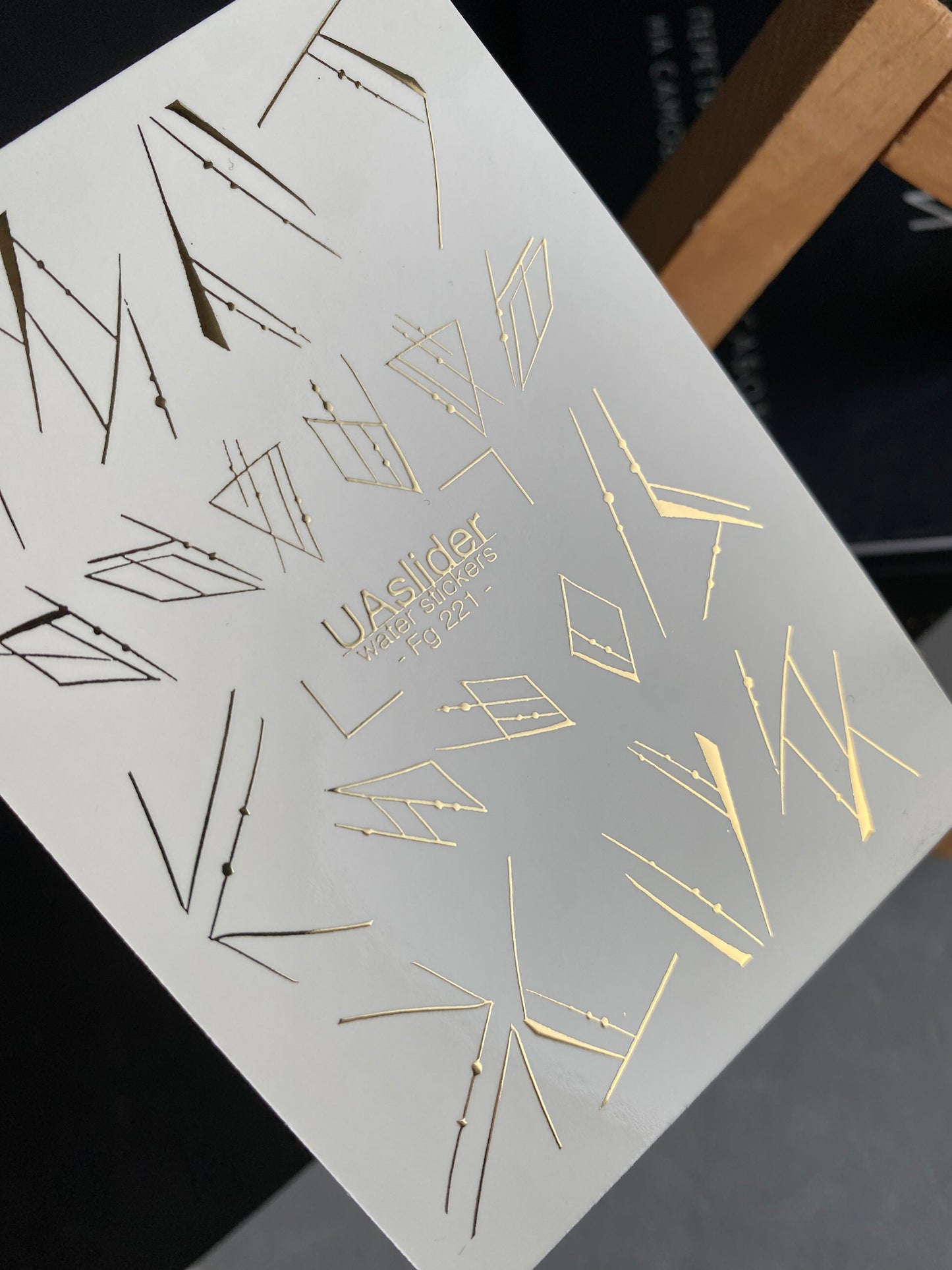 Nagel Wasserabziehbild Fg-221 | Wasserfolien Nagelabziehbilder | Goldfolie Geometrische Linienkunst