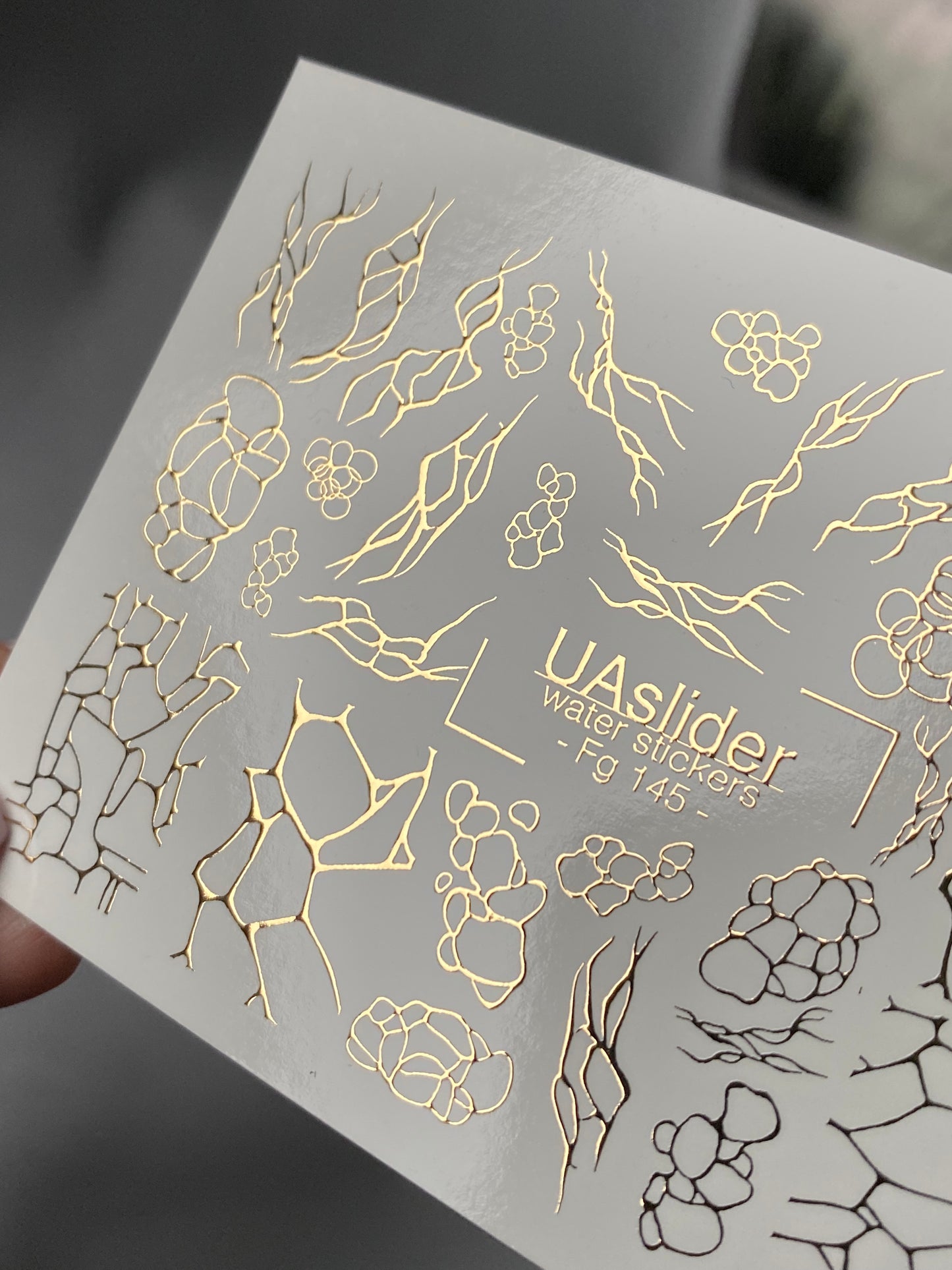 Nagel Wasserabziehbild Fg-145 | Wasserfolien Nagelabziehbilder mit goldenen Rissen und abstrakten Netzmustern | Moderne Nagelkunst