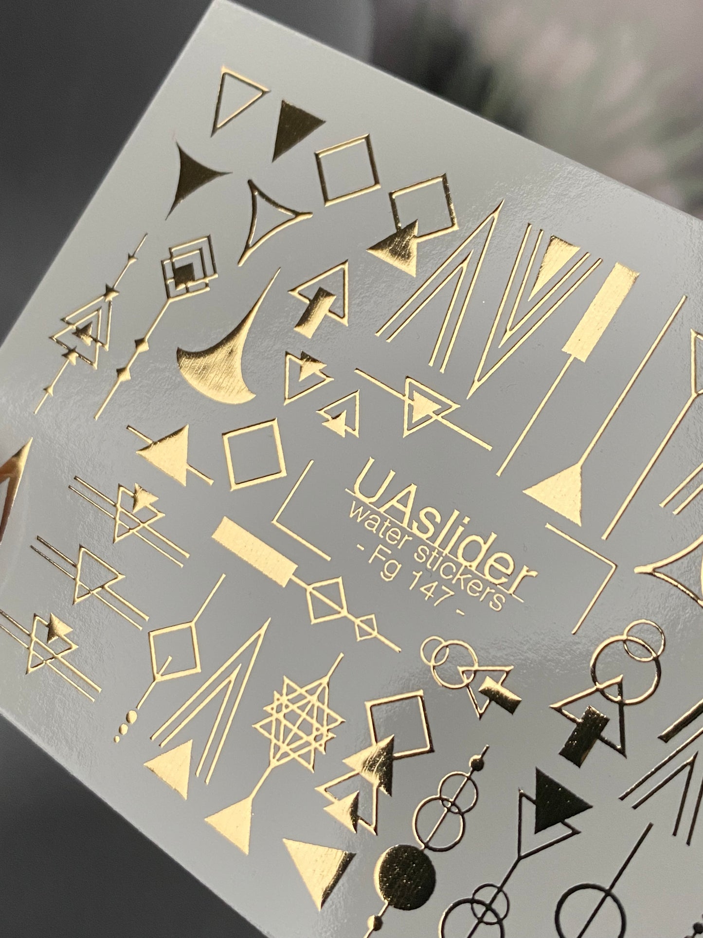 Nagel Wasserabziehbild Fg-147 | Wasserabzieh-Nagelaufkleber mit goldenen geometrischen Formen | Minimalistische abstrakte Nagelkunst