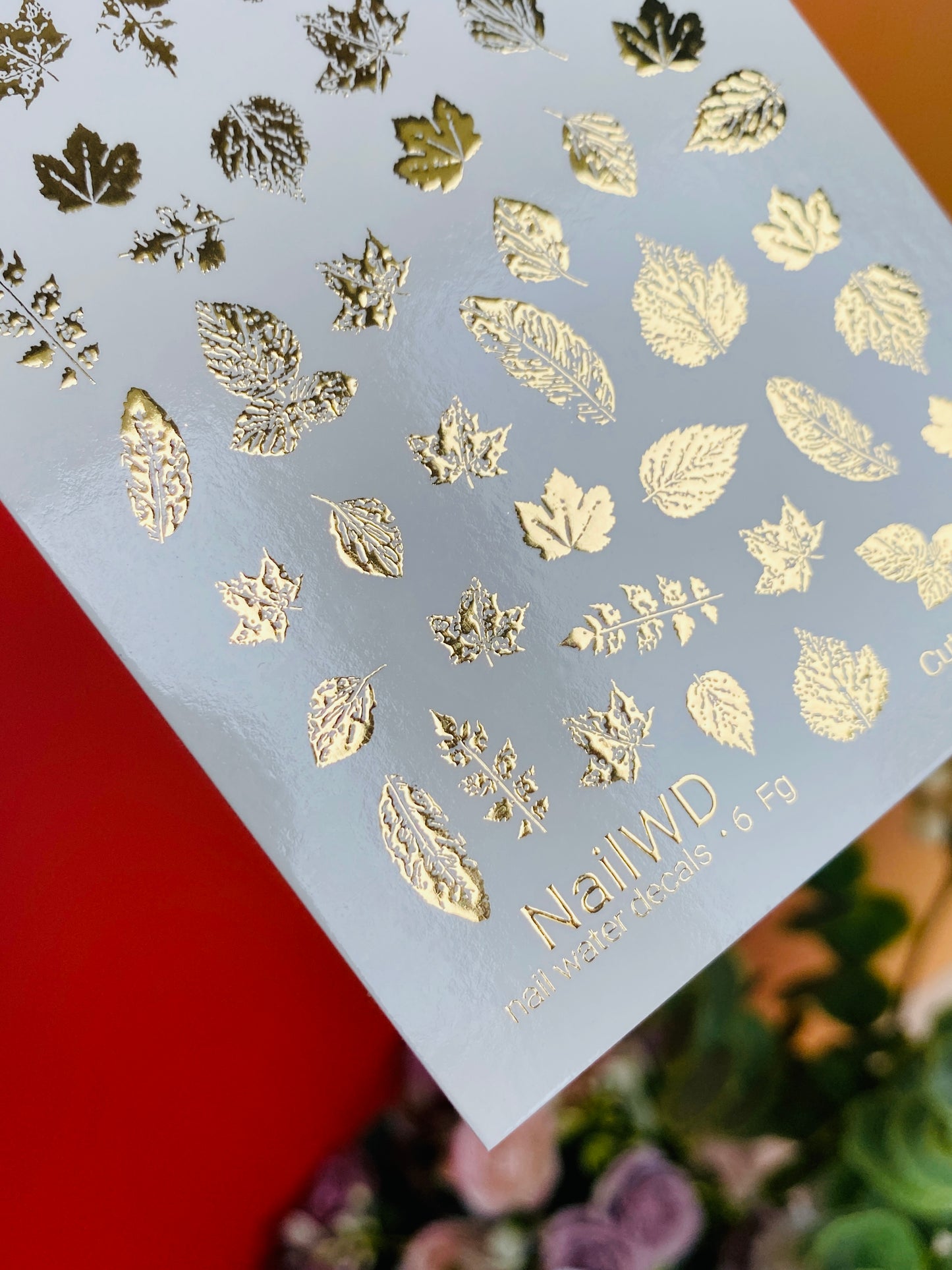 Nálepka na nehty 6 NailWD | Vodní nálepky na nehty se zlatými listy | Podzimní botanické nehtové umění