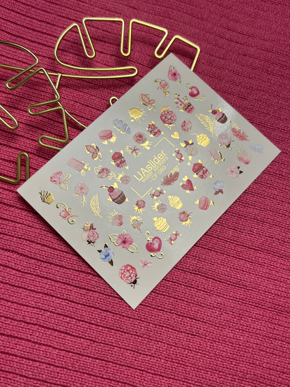 Nail Water Decal CF-093 | Cupcakes, Roses & Sweets Nail Art Stickers | Floral Dessert Water Slide Decals