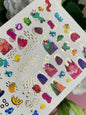 Nail Water Decal CF-099 | Abstract Nail Stickers with Colorful Shapes | Modern Water Slide Decals with Gold Foil